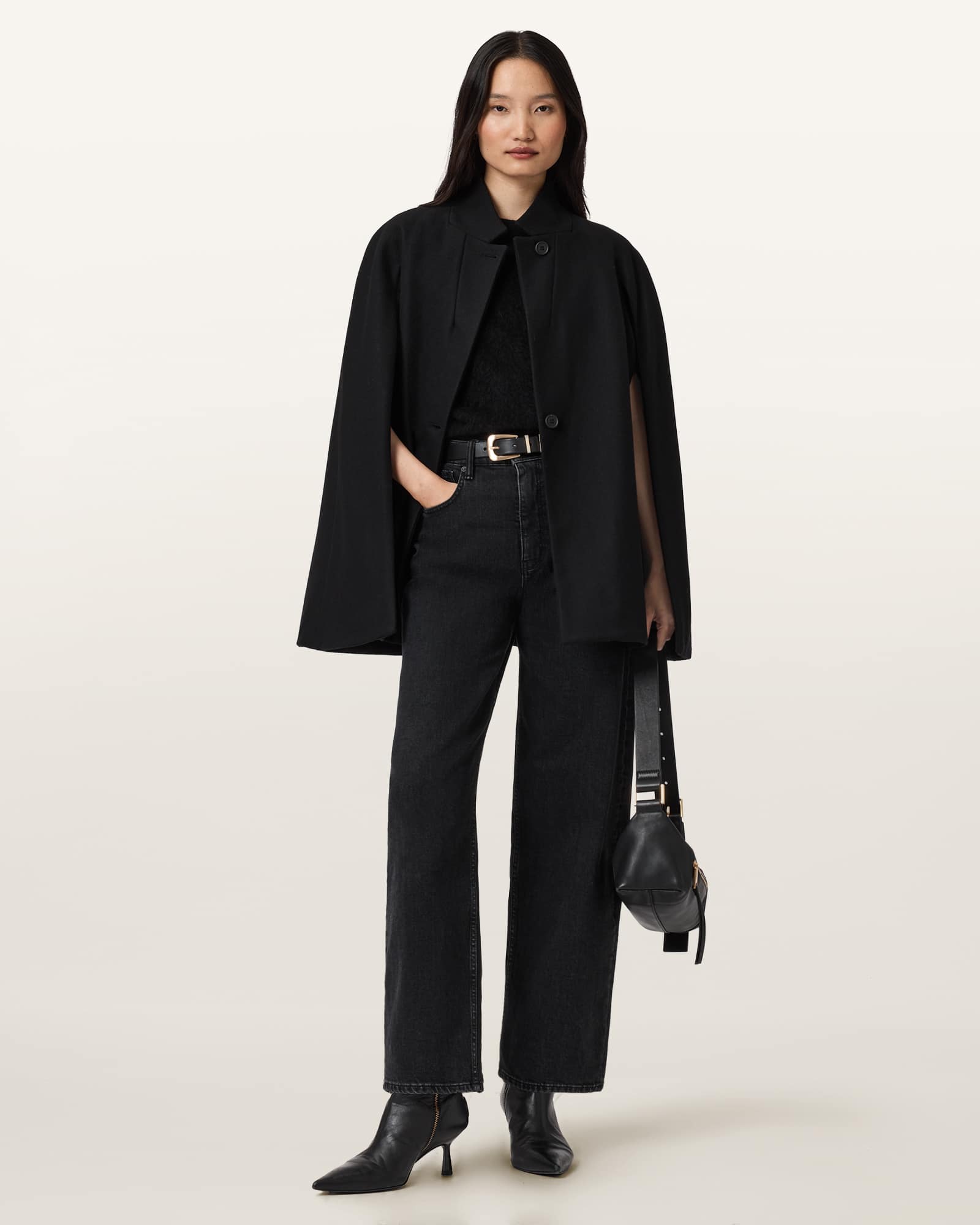 AllSaints Wool Lunis Wool Cape Coat, Size: S