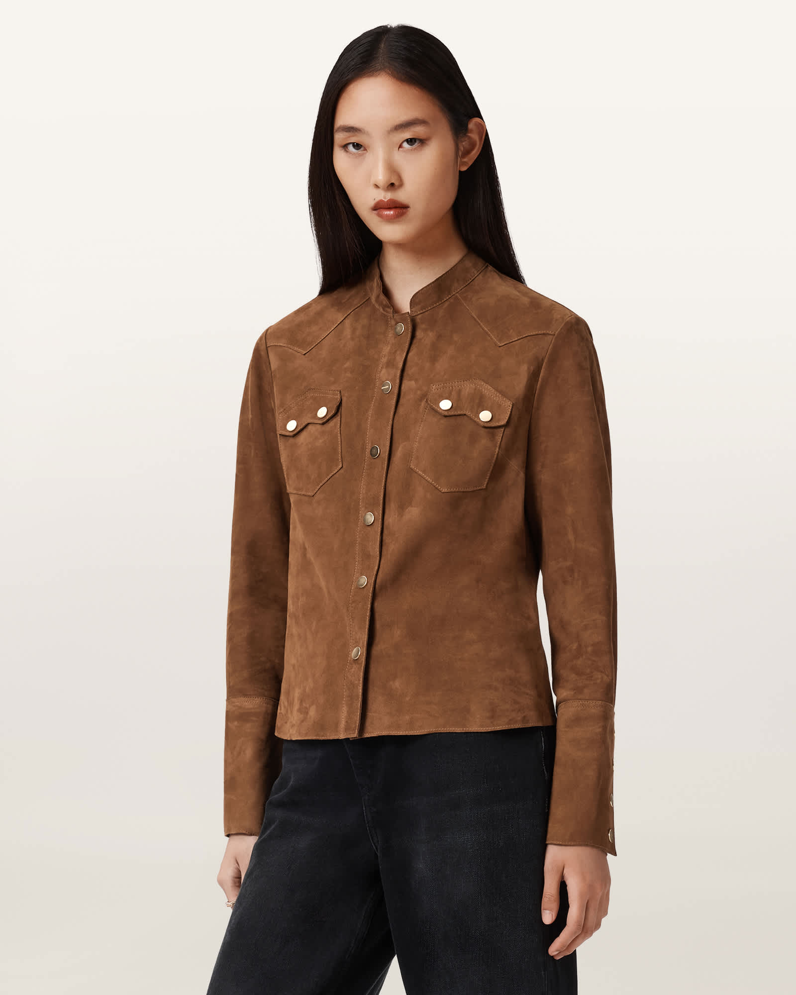 AllSaints Rock Suede Shirt,, Brown
