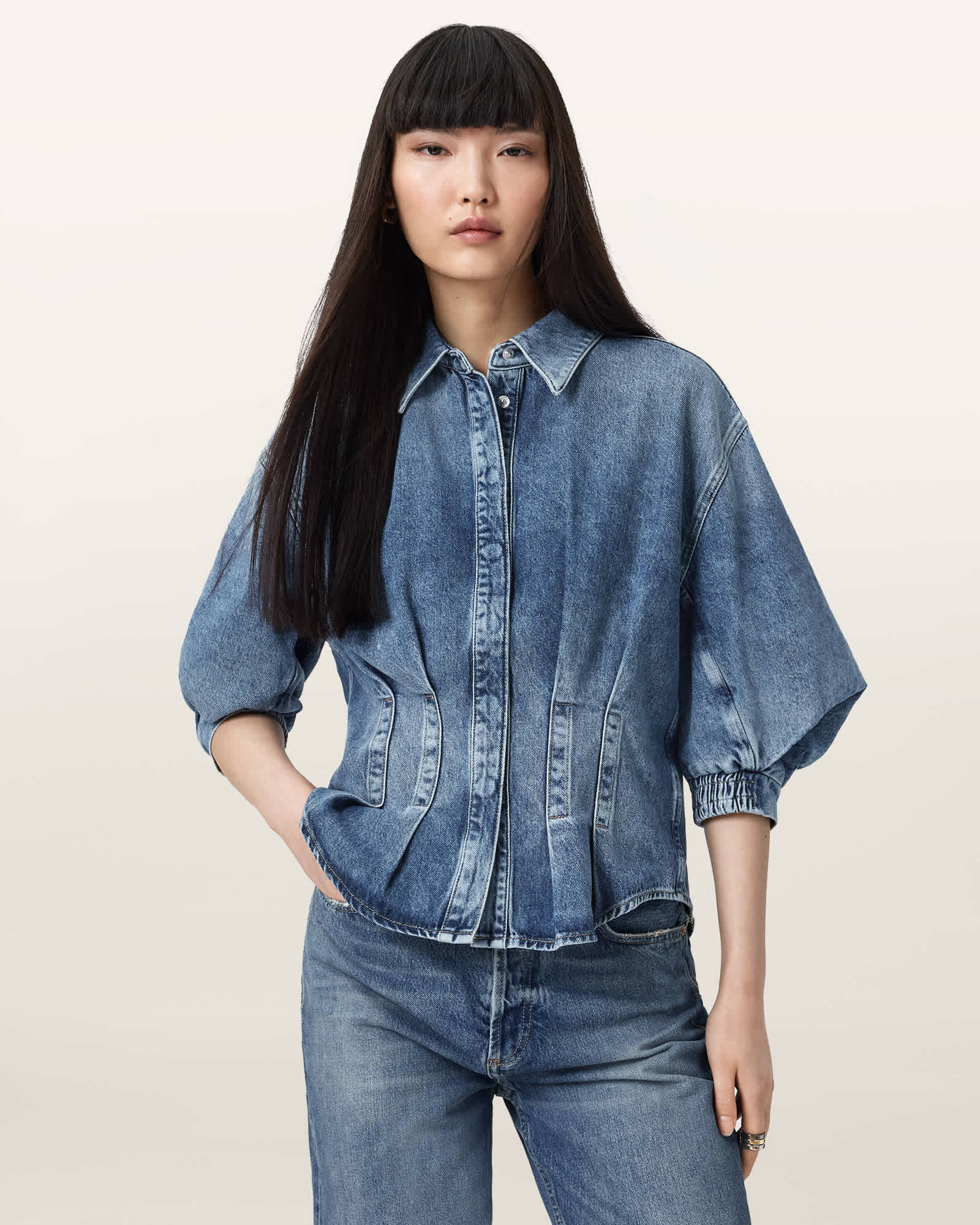Allsaints Women's Nancy Slim Fit Denim Shirt - Size  10