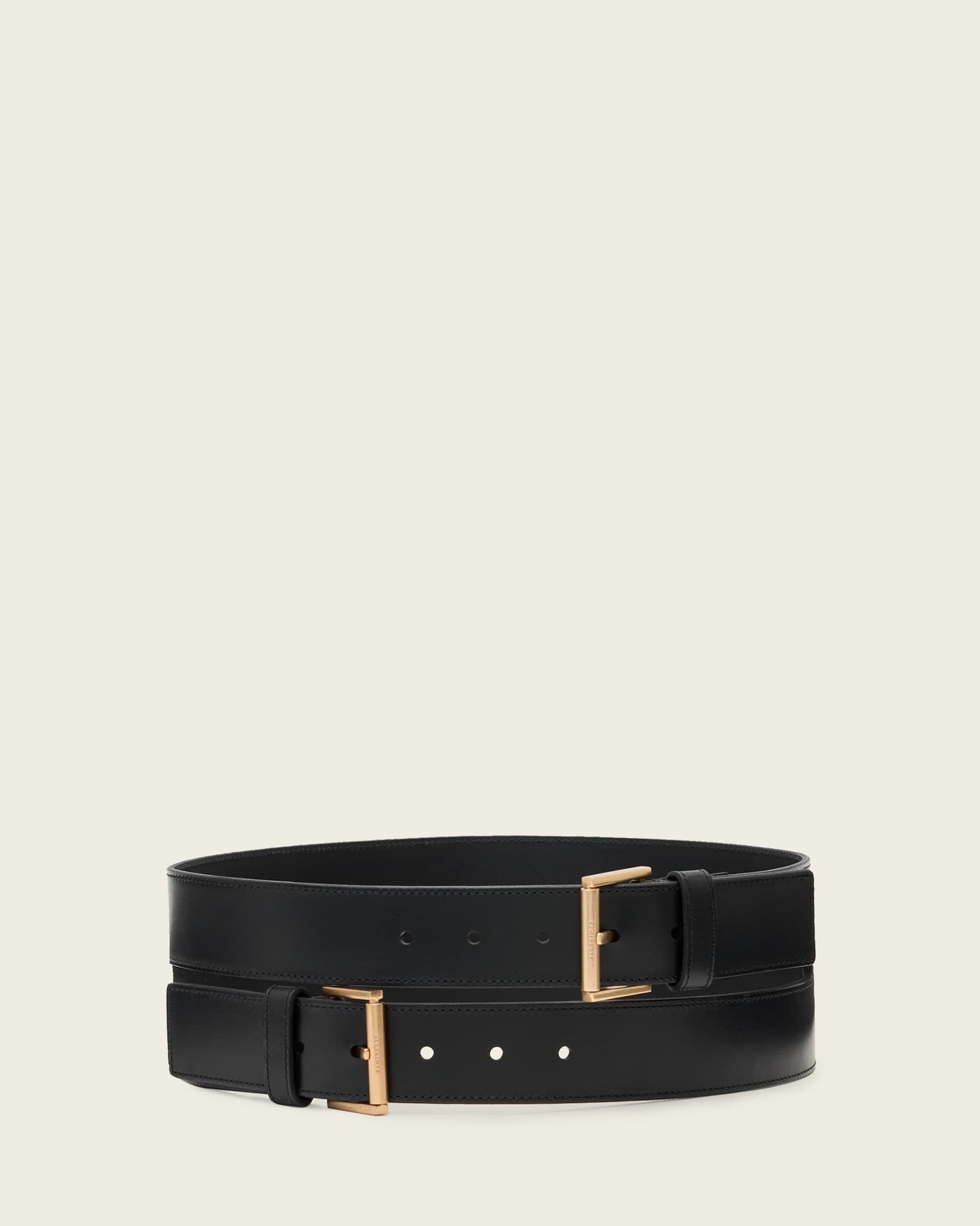 Allsaints Women's Black Rei Leather Waist Belt - Size  L