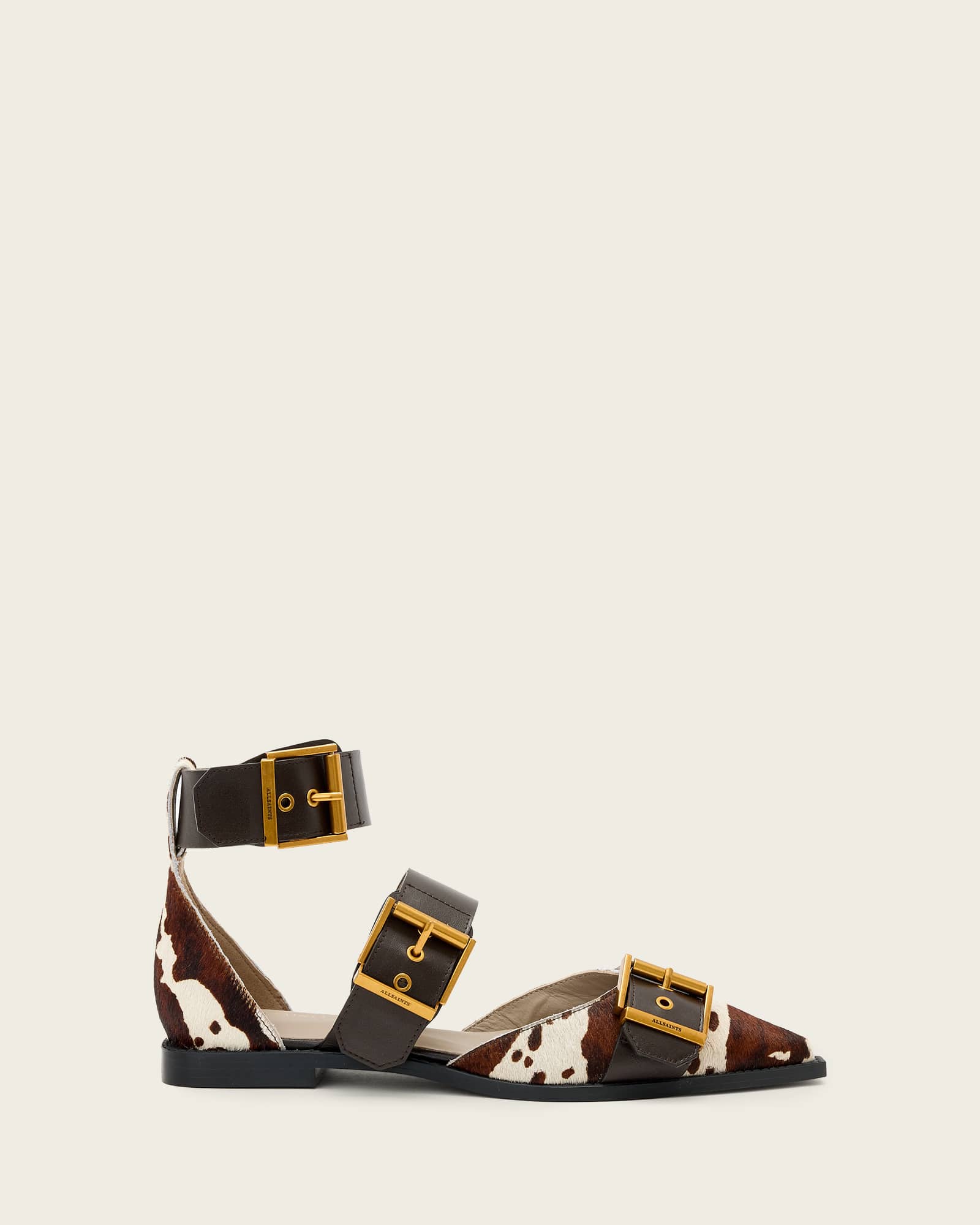 AllSaints Leather Sutton Leather Buckle Sandals, Size: UK 5/US 8/EU 38