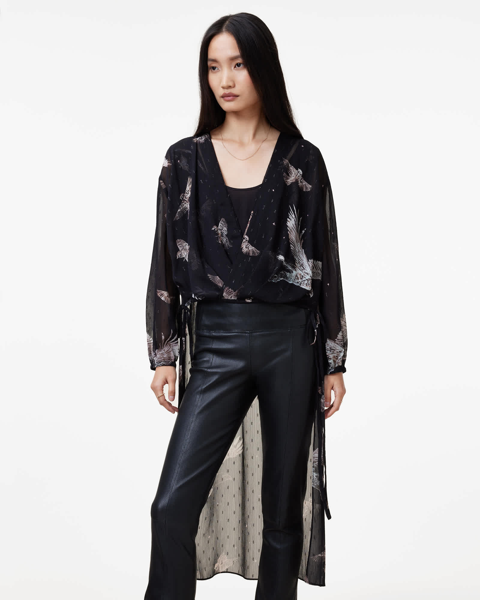 AllSaints Avala Printed Draped Top