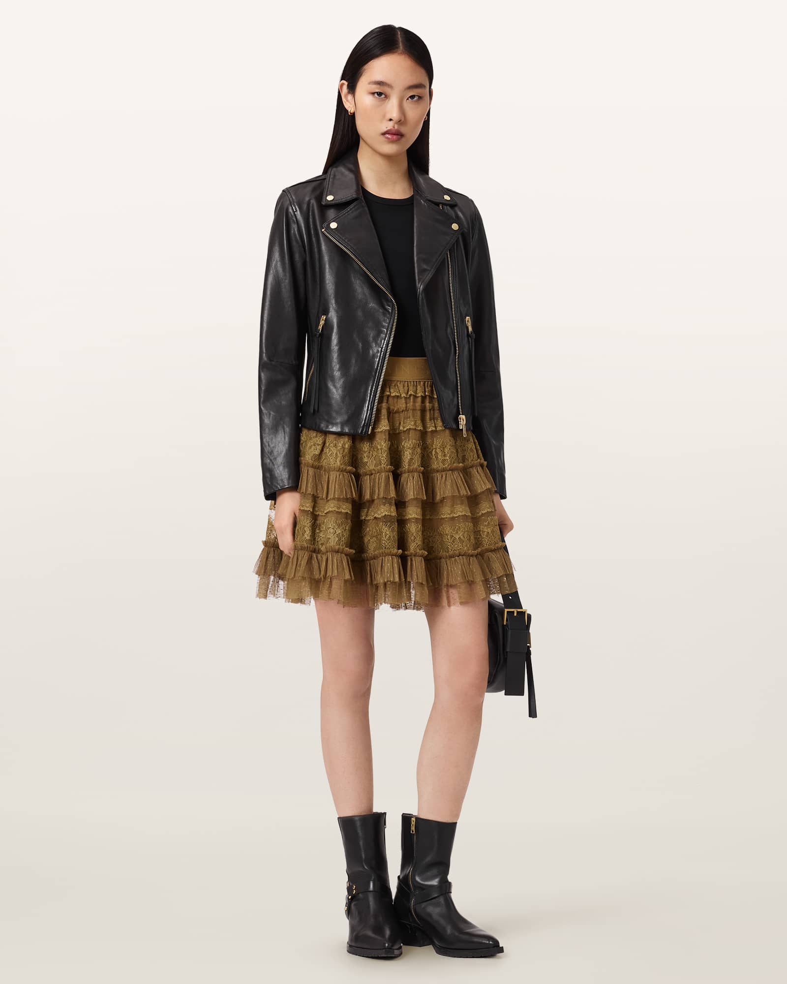 AllSaints Arlea Lace Mini Skirt,, Butternut Brown
