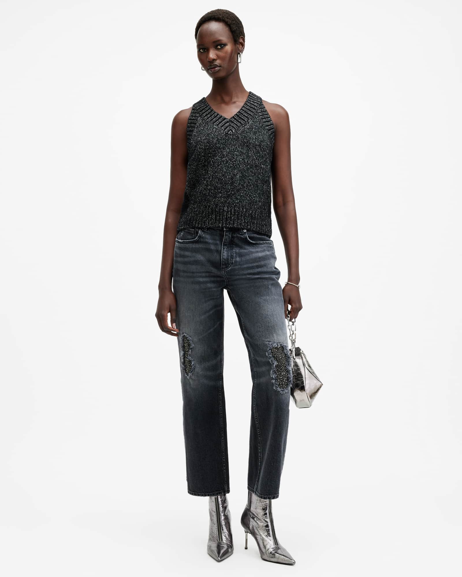 Allsaints Women's Sabrina Metallic Relaxed Fit Tank Top - Size  Xs