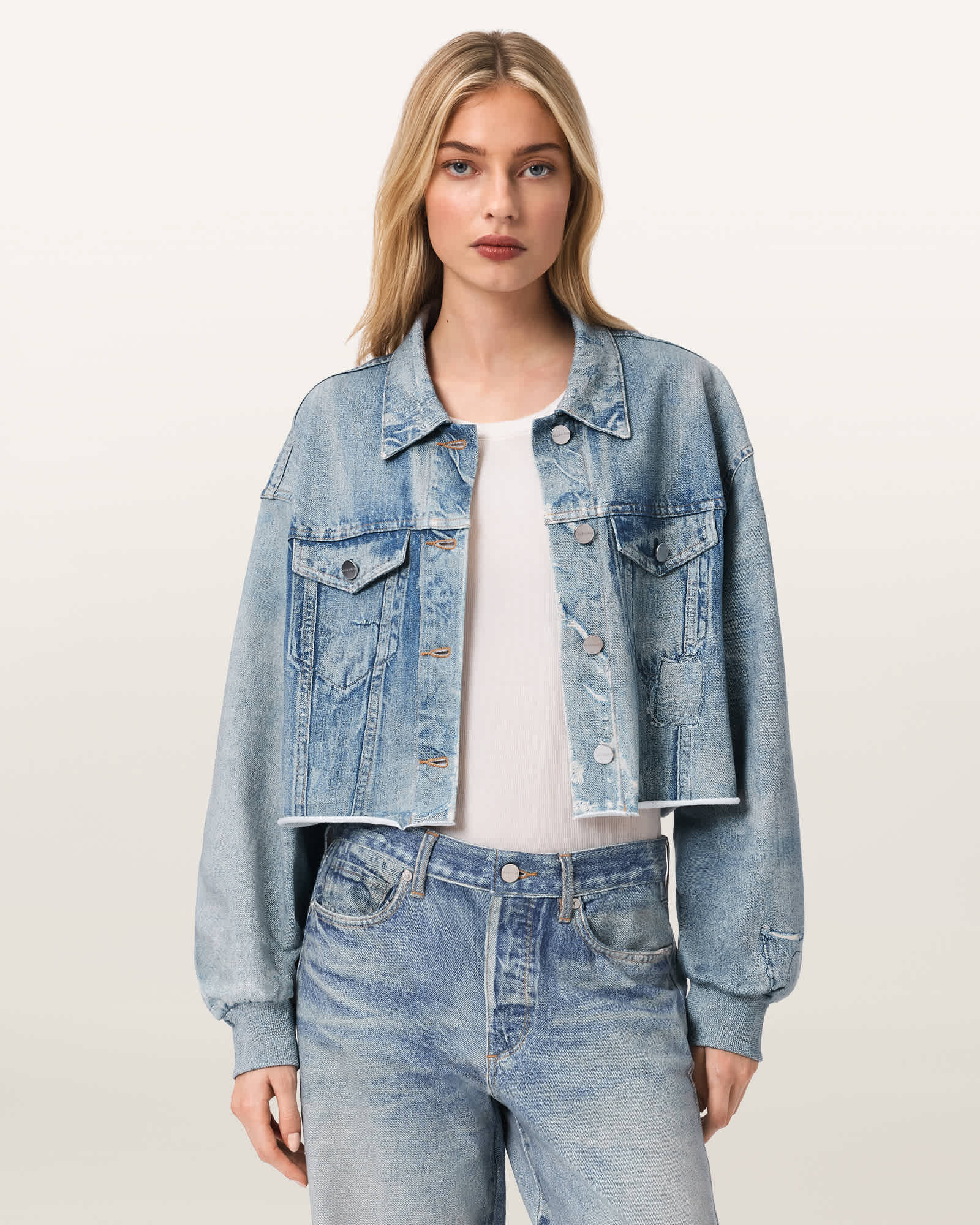 AllSaints Anders Terry Illusion Shacket,, Illusion Indigo
