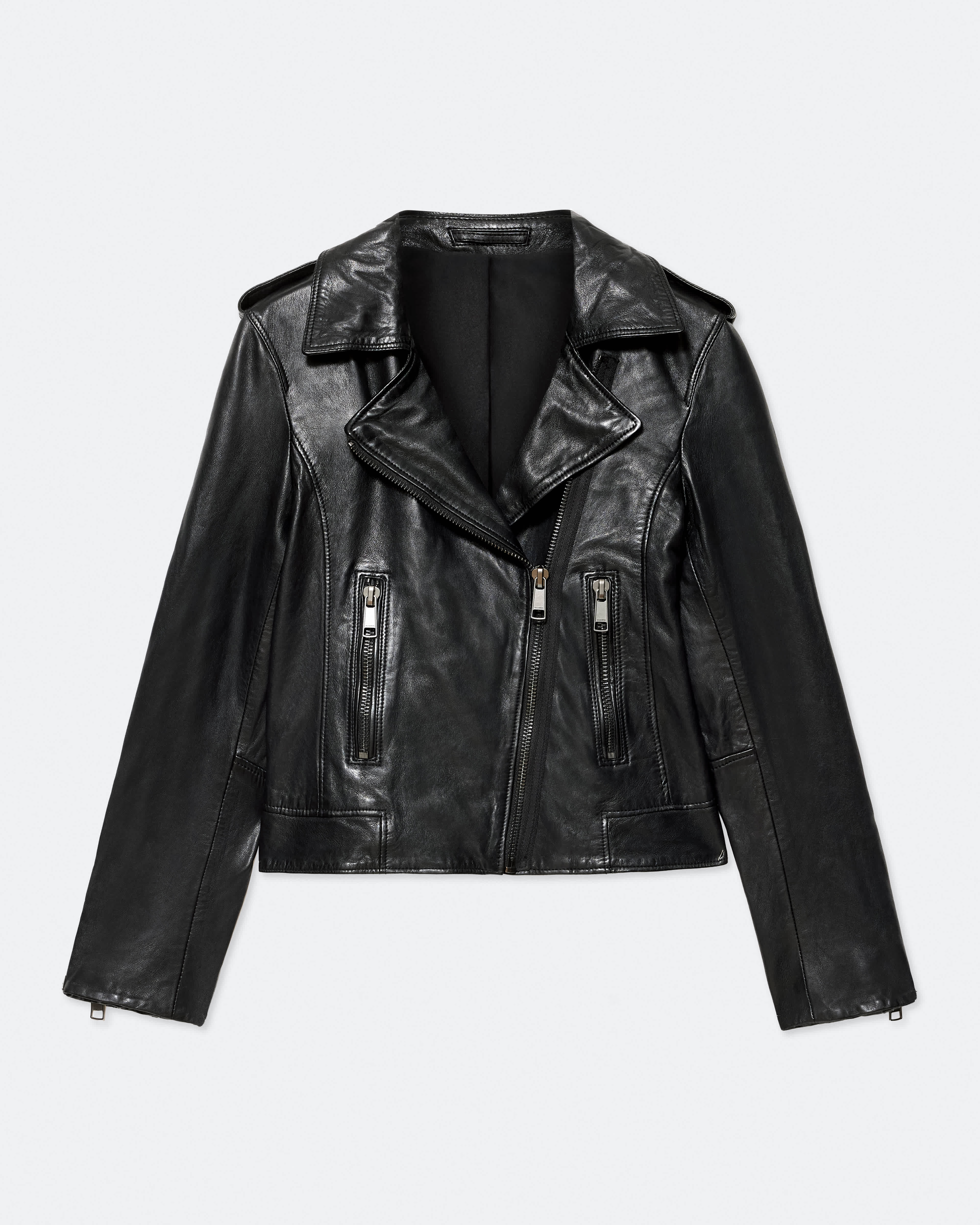 Allsaints Women's Black Errie Leather Biker Jacket - Size  16