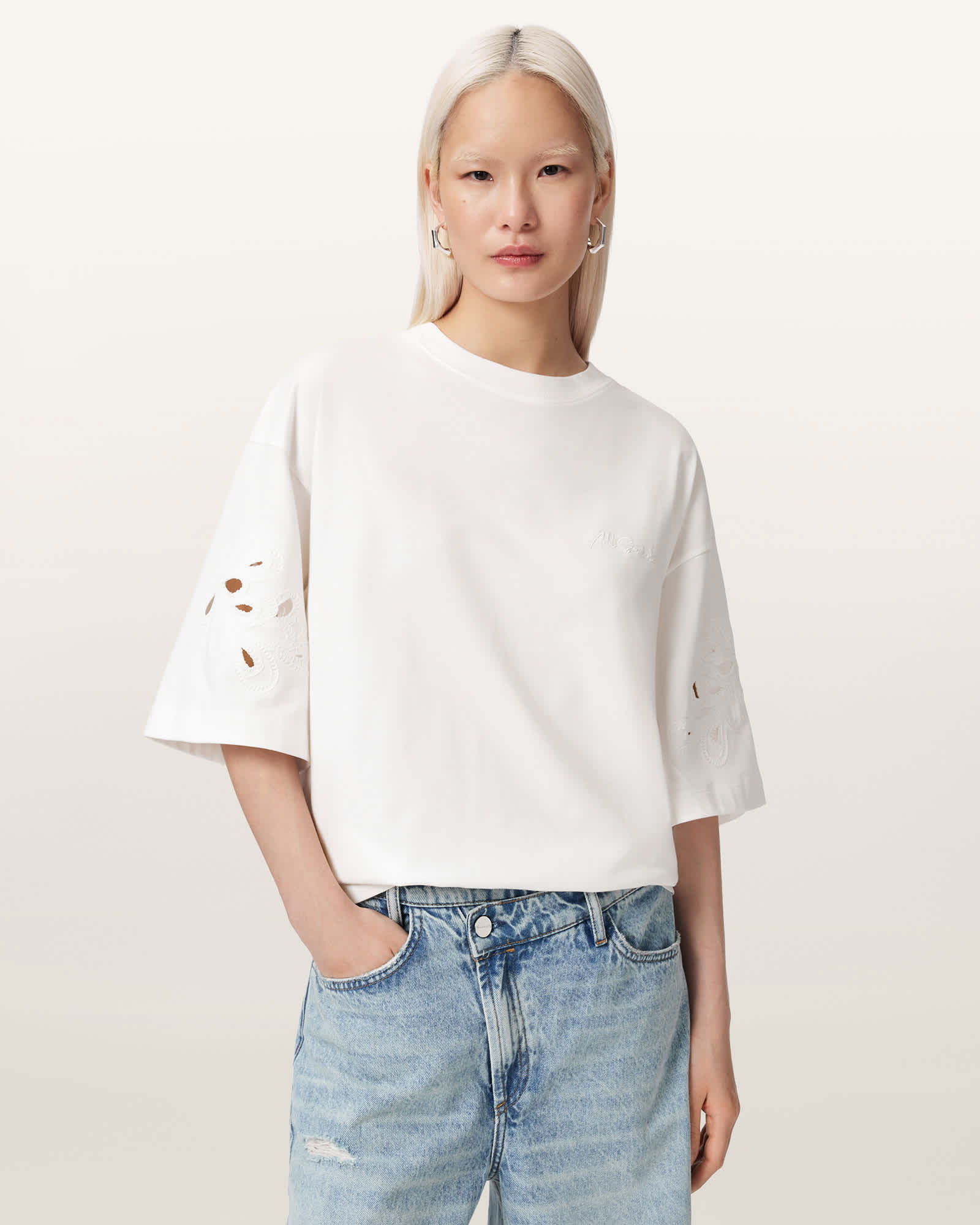 AllSaints Cotton Lola Amelie Oversized Cotton T-Shirt, Size: XS