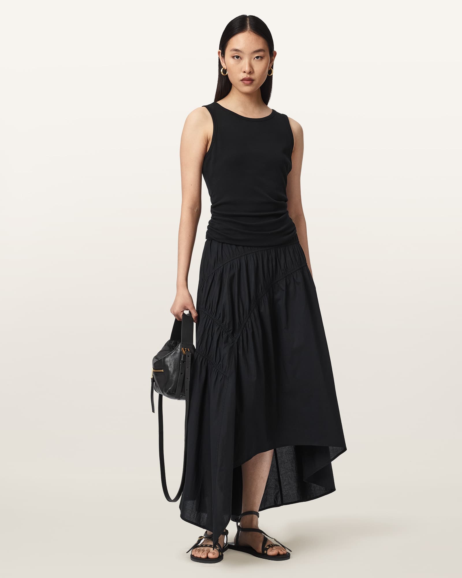 AllSaints Nuria Gathered Maxi Skirt