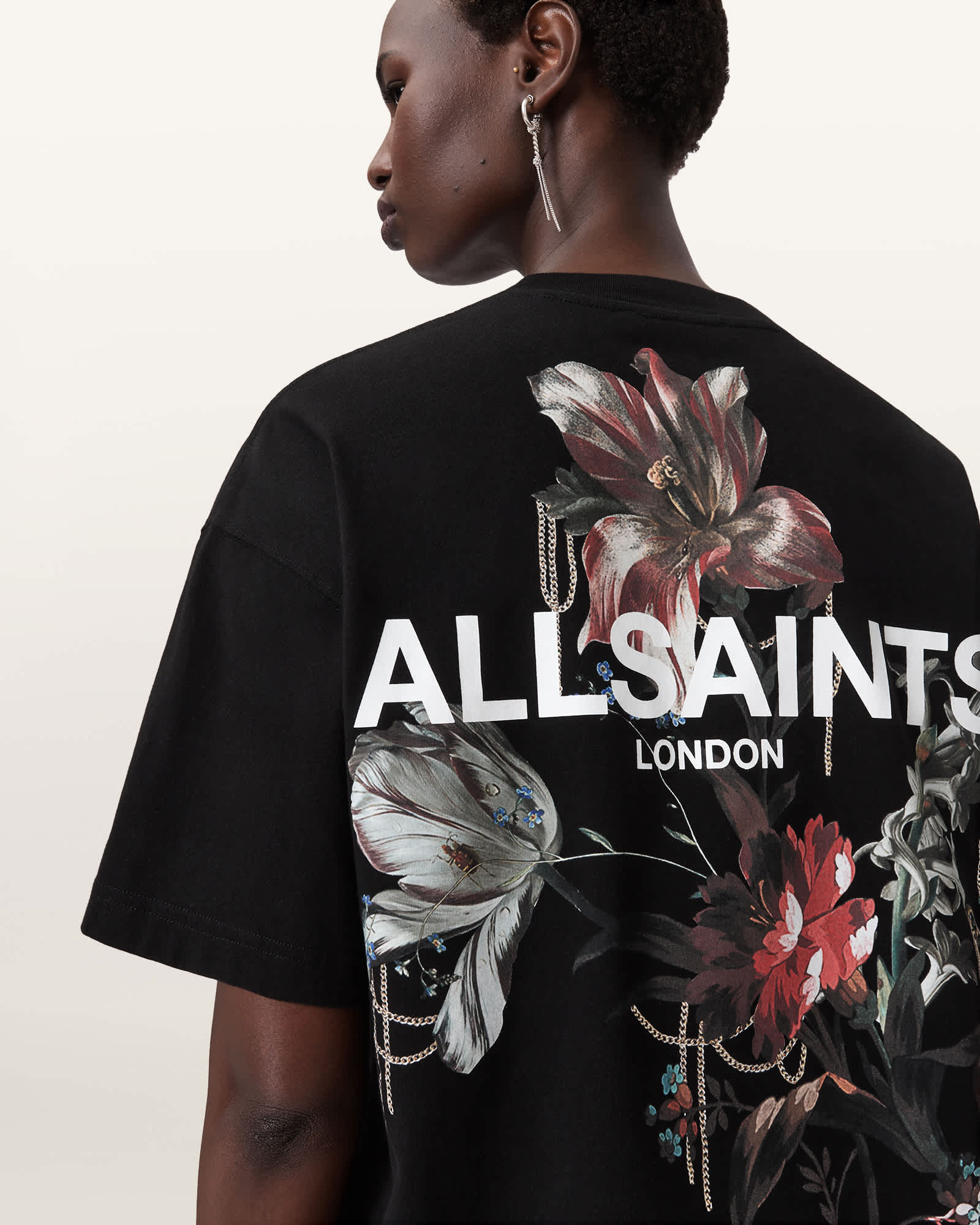 Allsaints Ania Etta Oversized T-shirt In Black