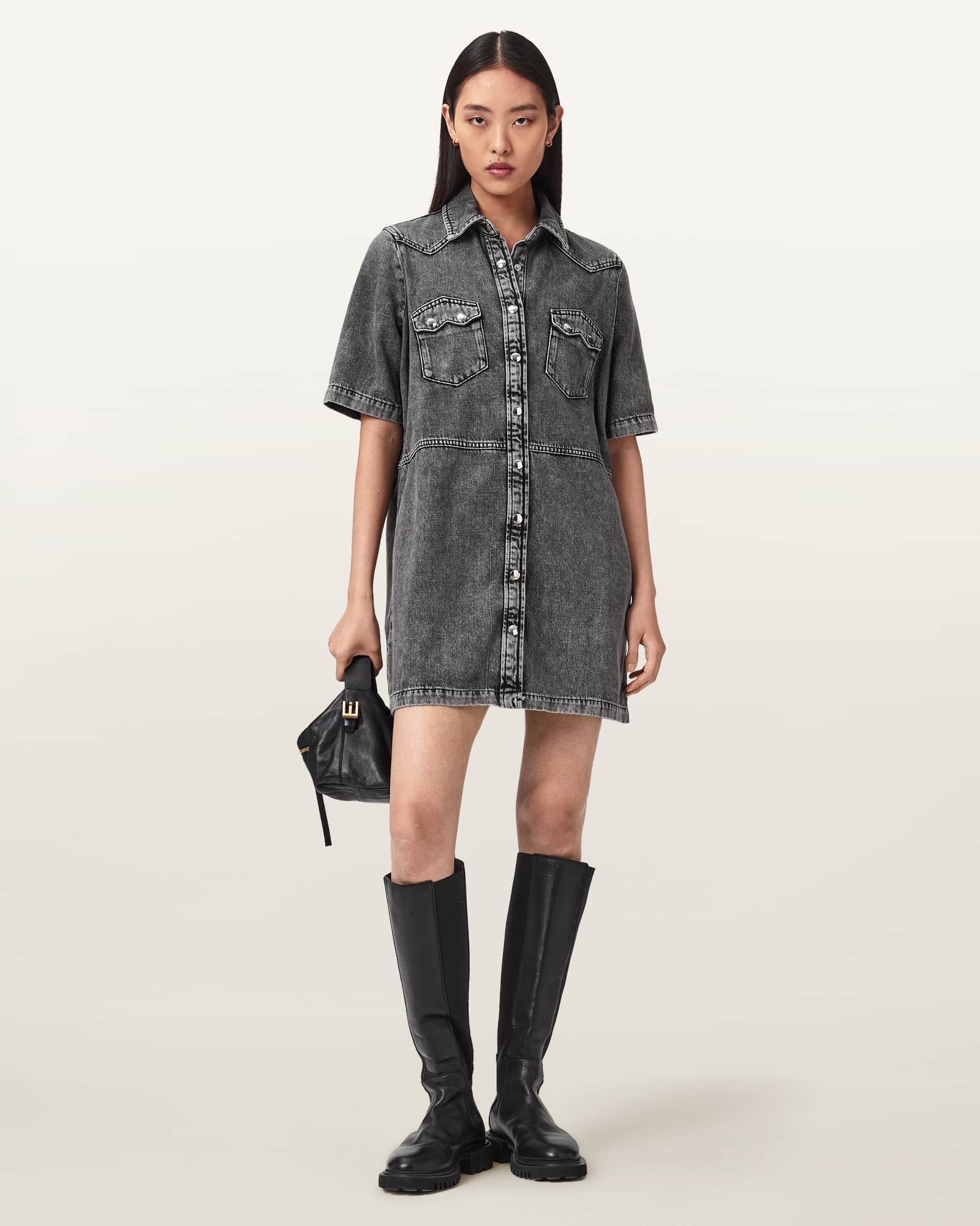 Allsaints Women's Rock Denim Mini Dress - Size  8