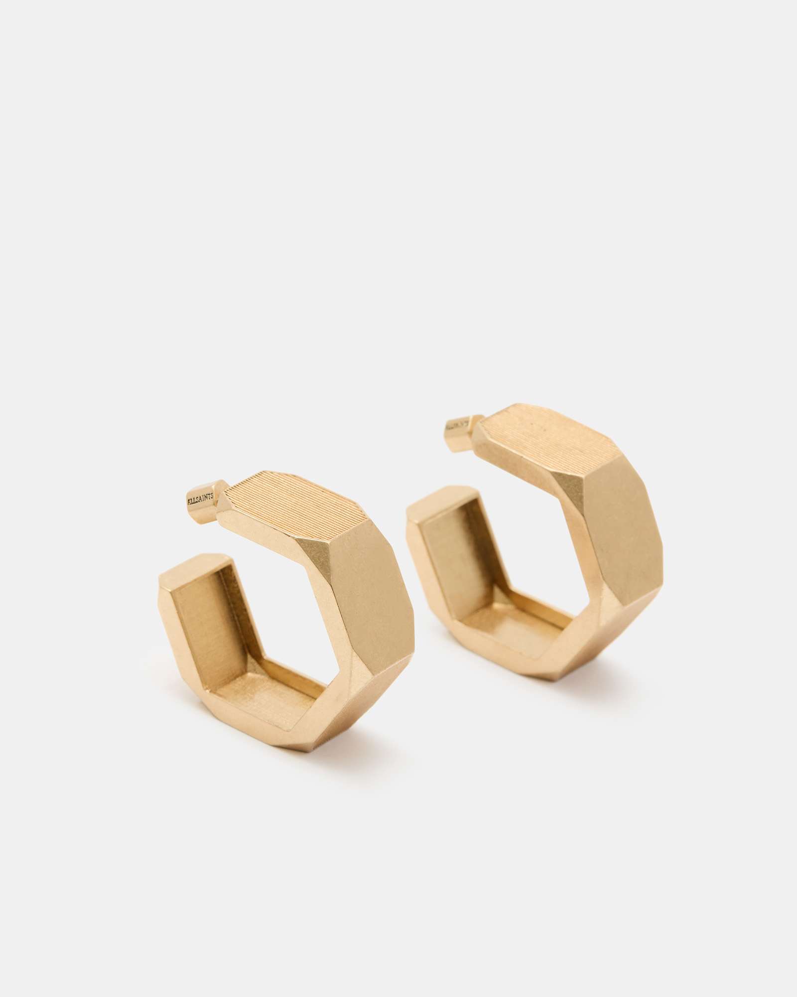 AllSaints Women's Brass Alex Chunky Hexagon Hoop Earrings
