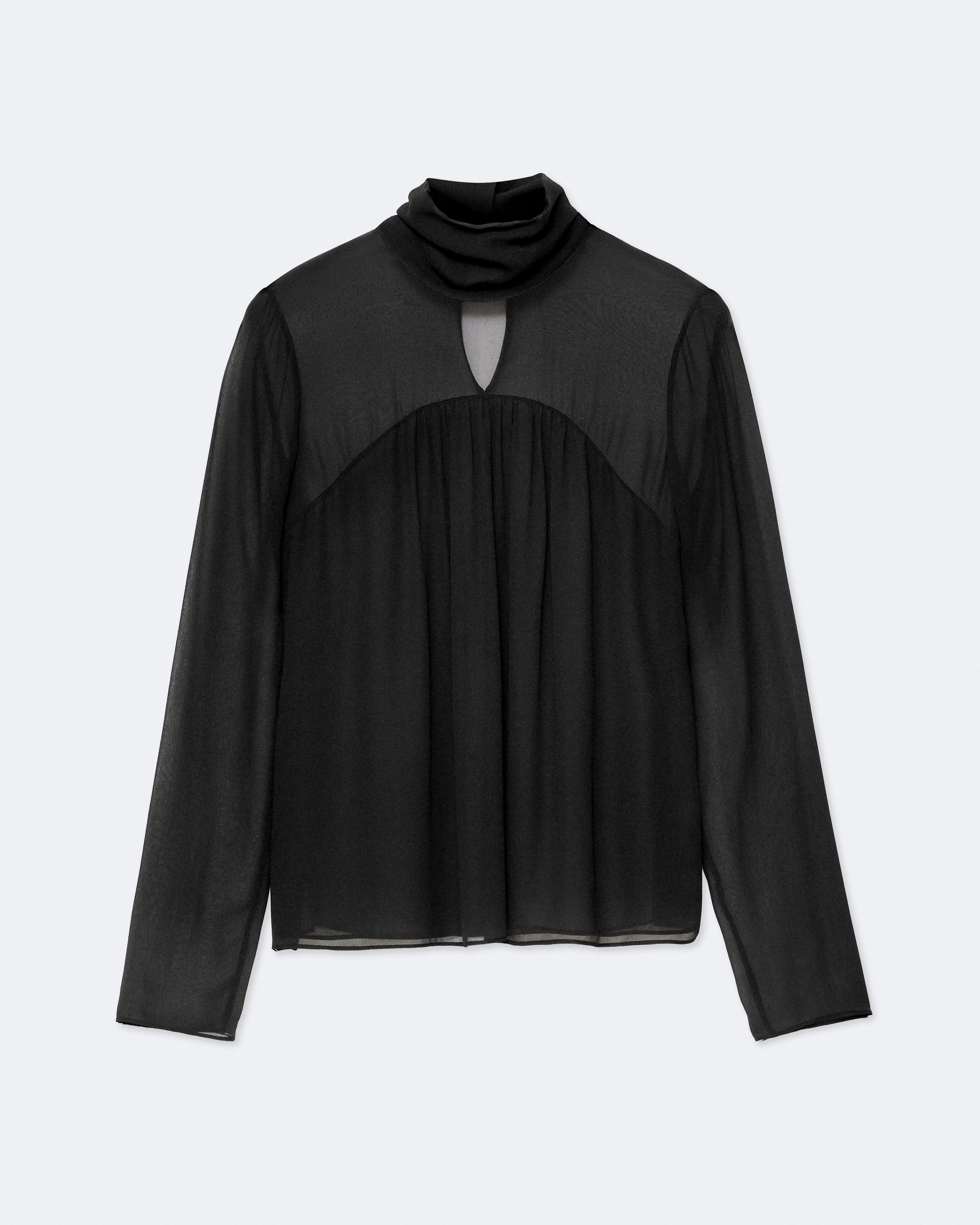 Allsaints Women's Black Nadia Sheer Silk Top - Size  12