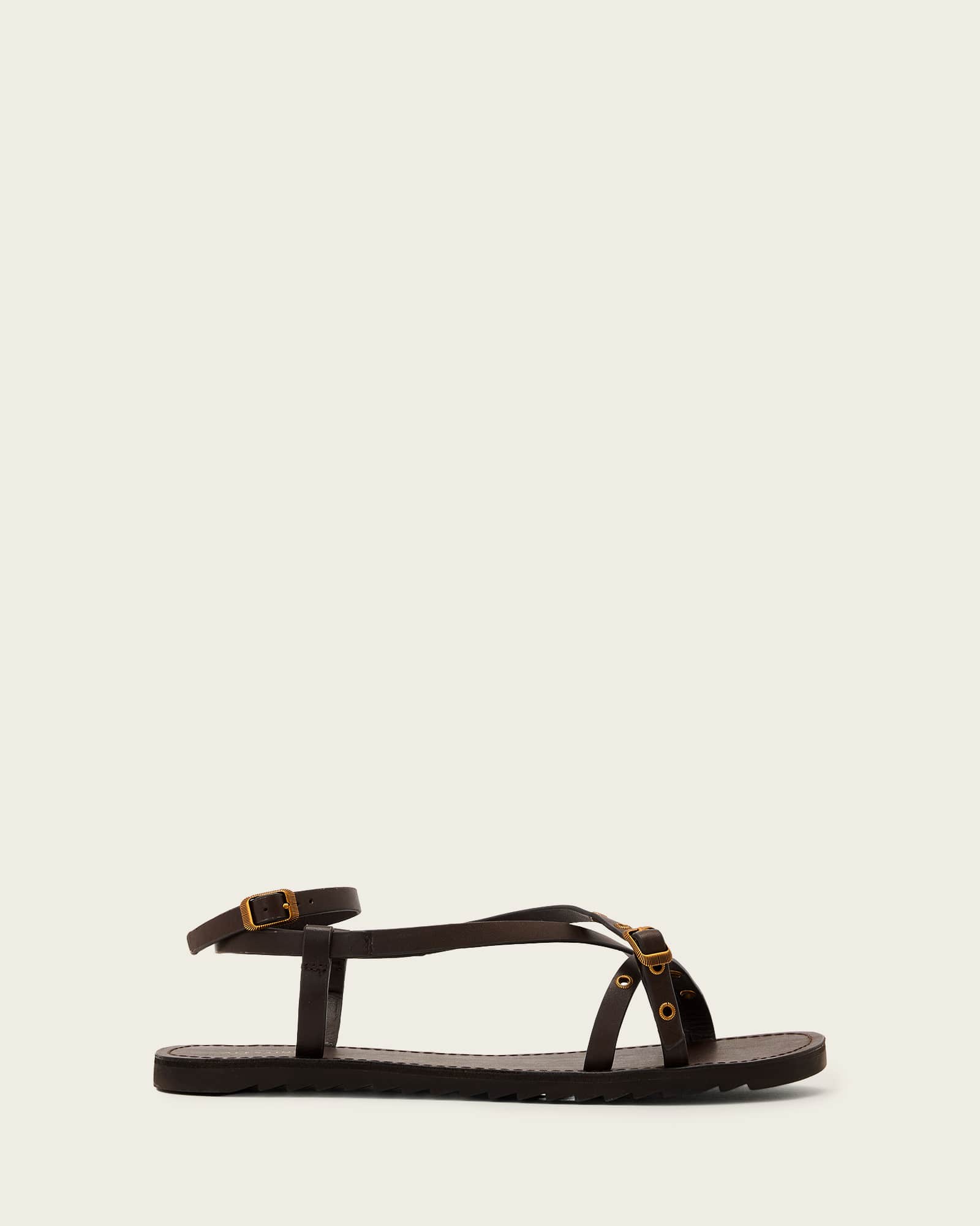AllSaints Leather Tyla Eyelet Leather Buckle Sandals, Size: UK 7/US 10/EU 40