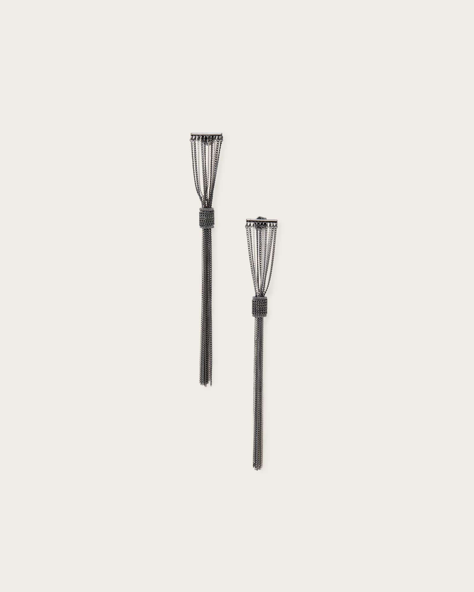 AllSaints Fleur Two Tone Chain Earrings,, Warm Silver