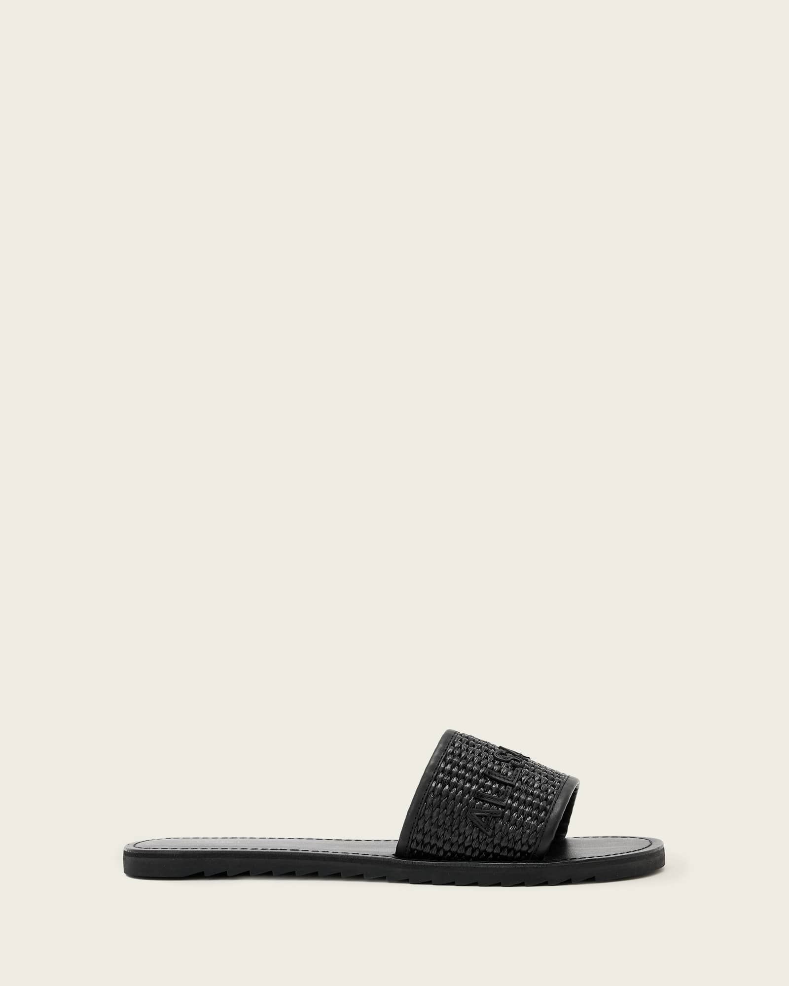 AllSaints Leather Hoxton Single Strap Sliders, Size: UK 4/ US 7/ EU 37