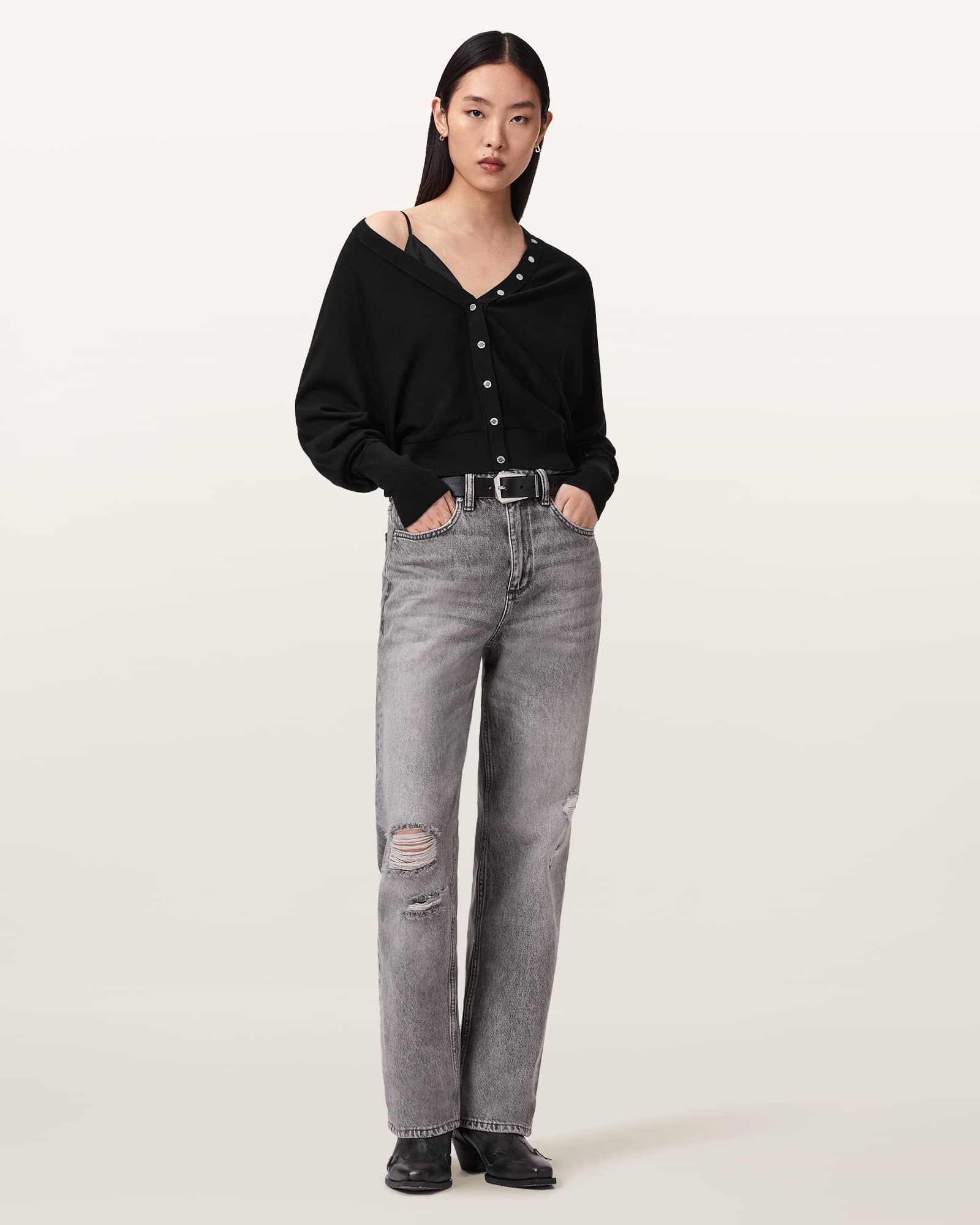 AllSaints Wool Honor V-neck Merino Cardigan, Size: XS