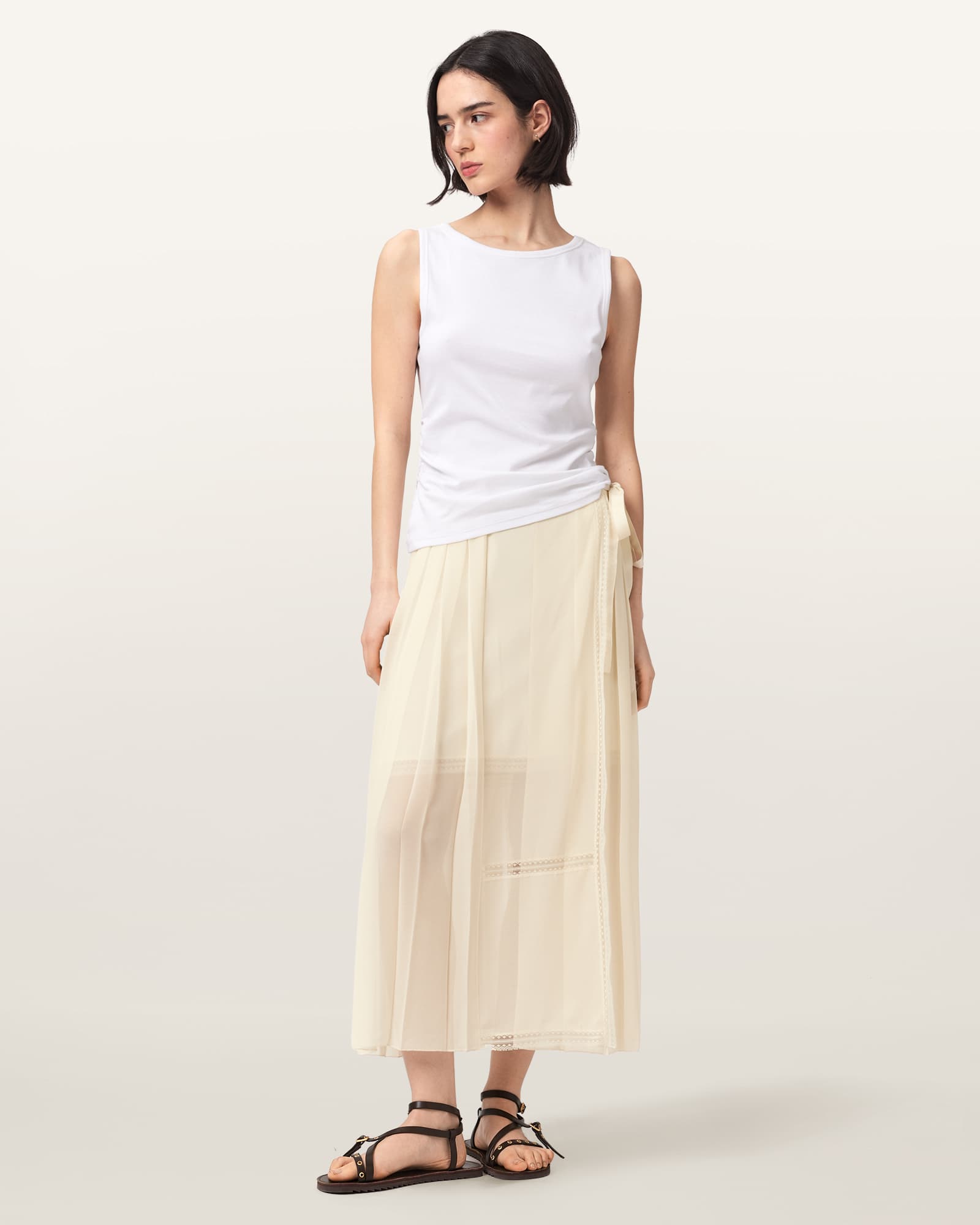 Allsaints Women's White Clover Wrap Maxi Skirt - Size  16