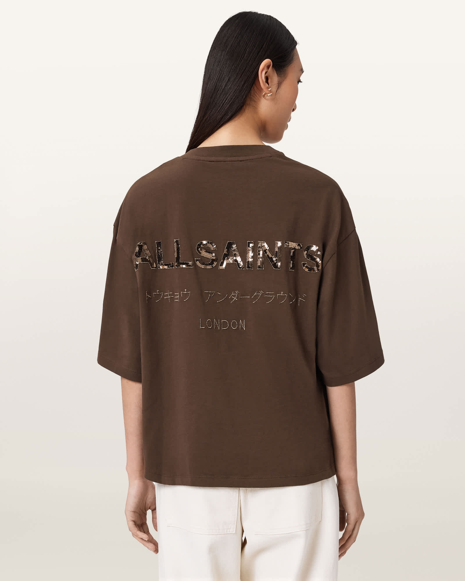 AllSaints Cotton Amelie Oversized Underground T-Shirt, Size: S