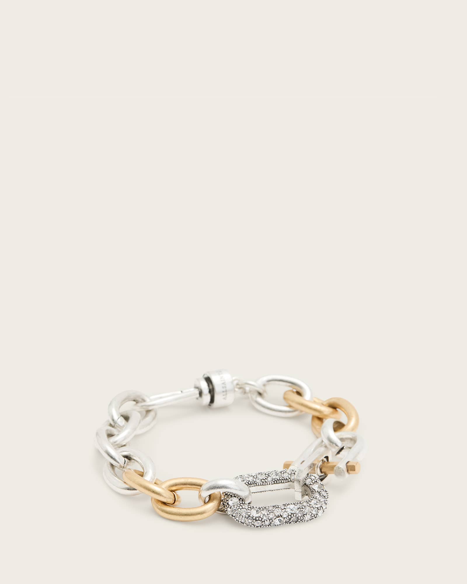 AllSaints Cadence Two Tone Chain Bracelet,, Warm Silver