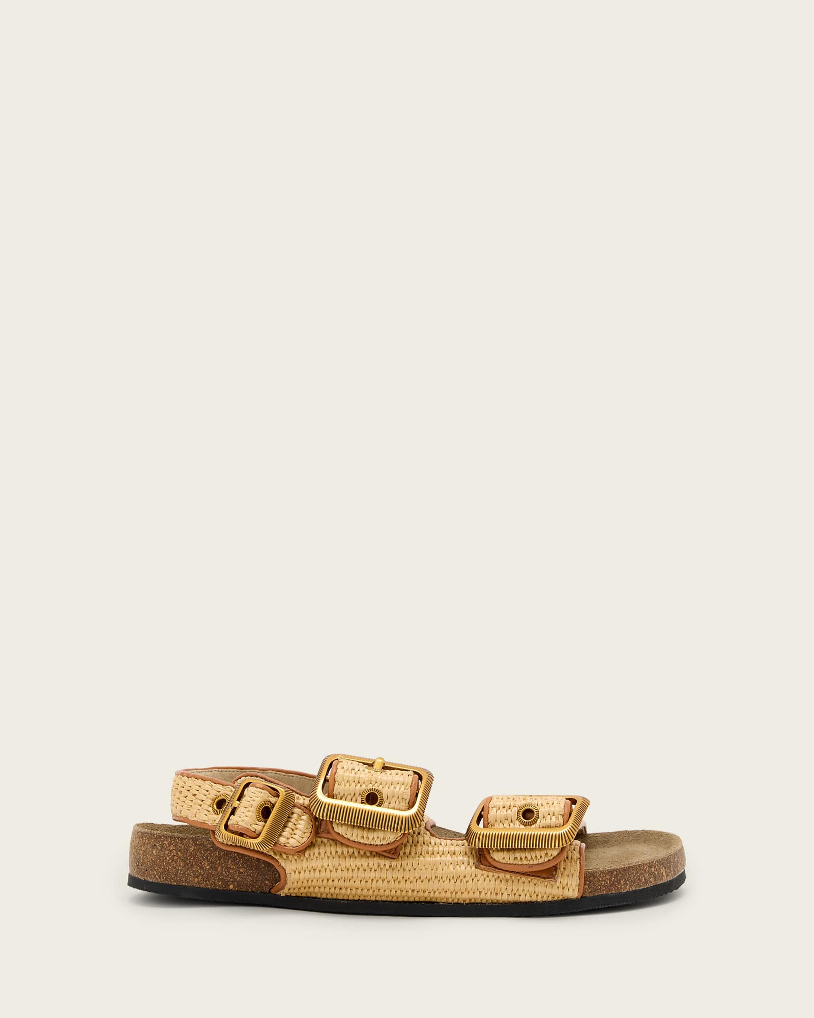 Allsaints Women's Brown Staffa Raffia Buckle Sandals - Size  8