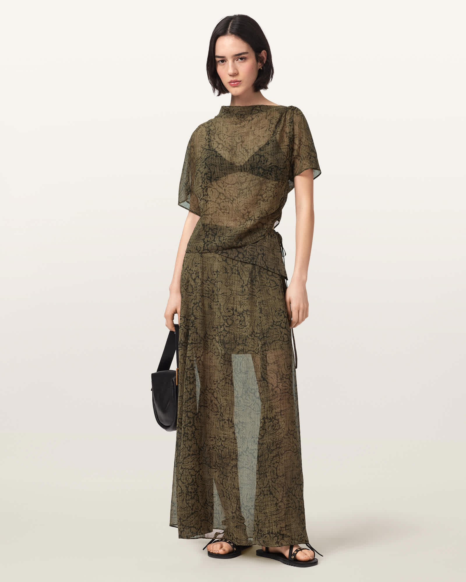 AllSaints Polyester Sali Mesh Maxi Skirt, Size: UK 6/US 2