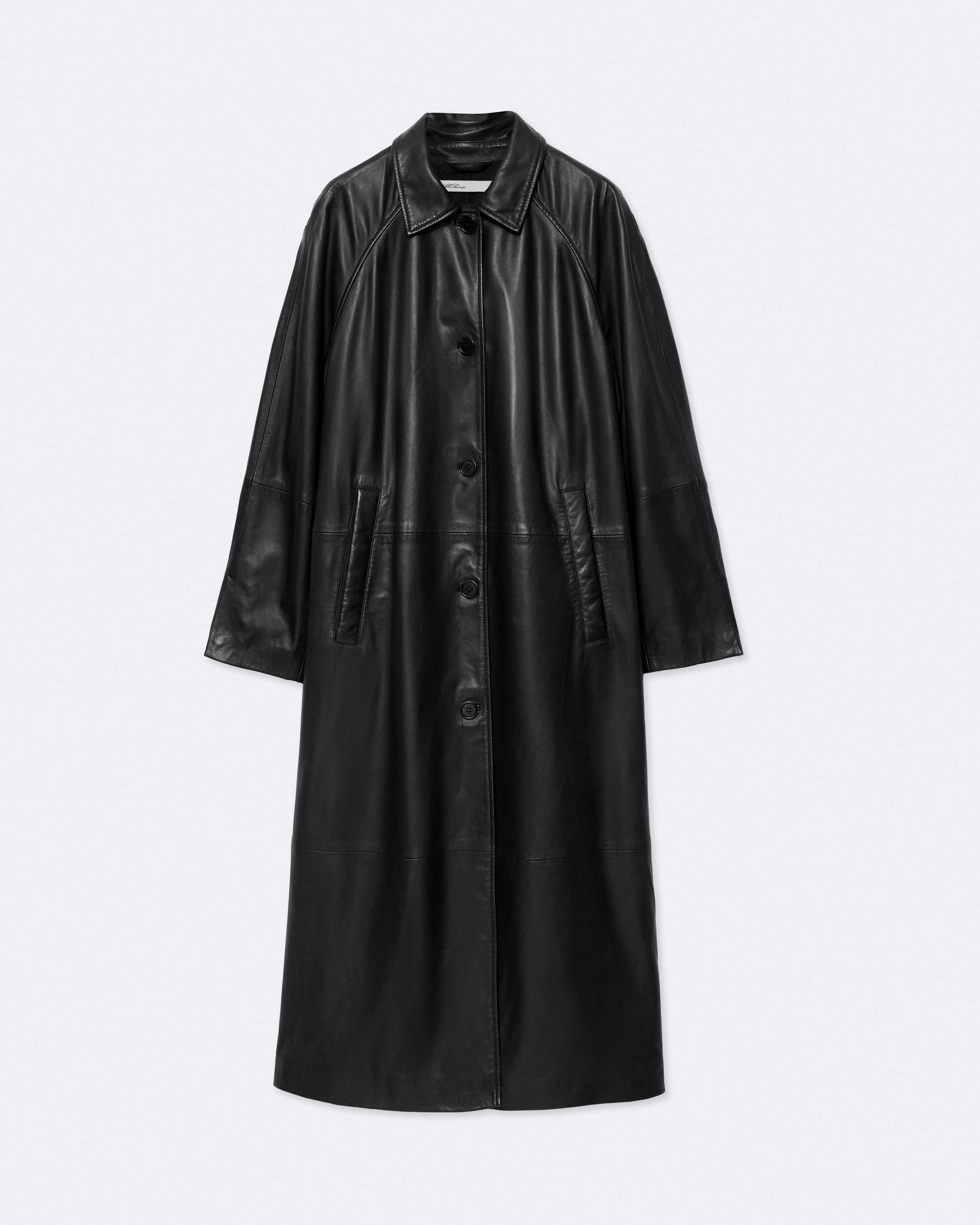 AllSaints Women's Orville Oversized Leather Coat, Black, Size: M