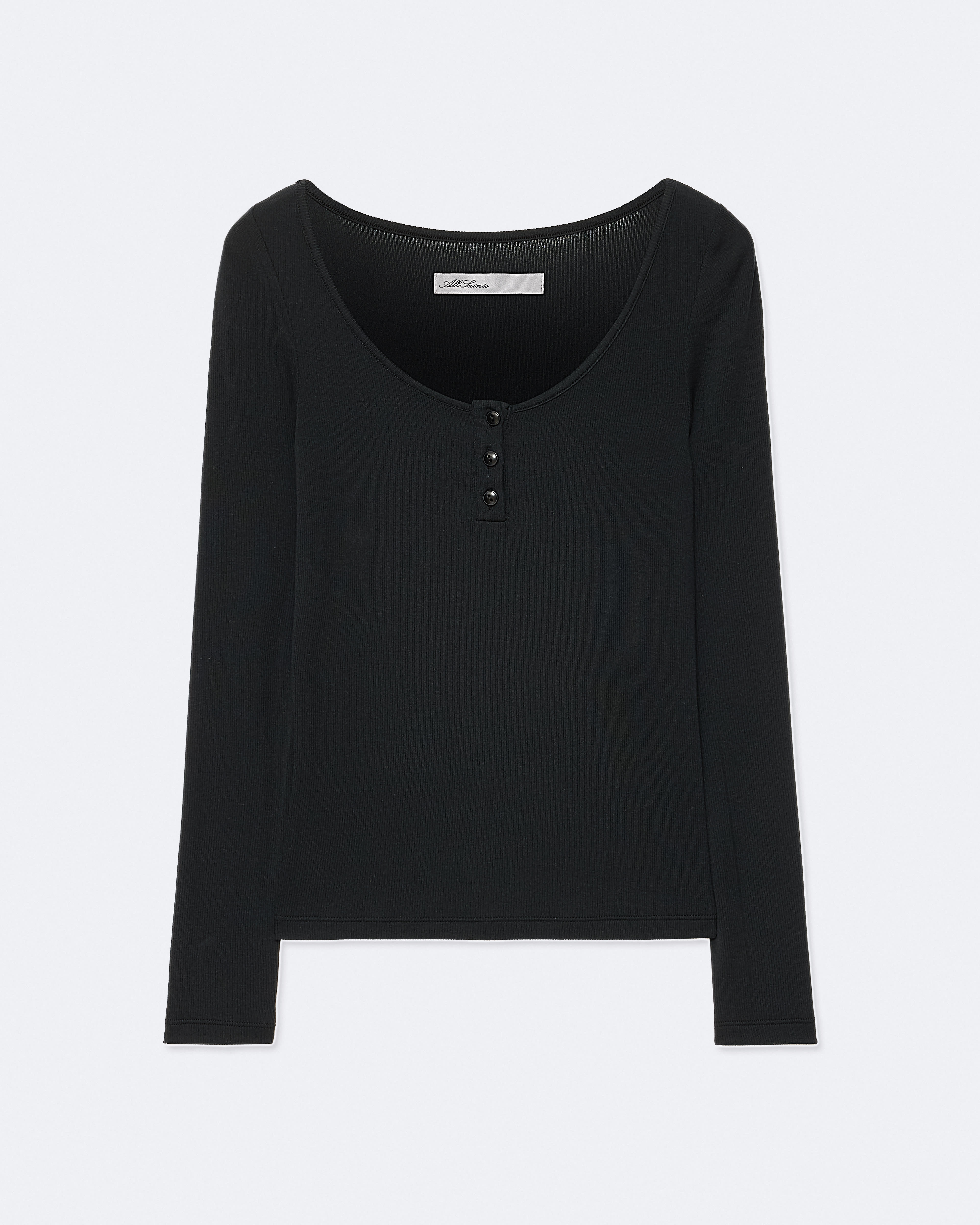 Allsaints Jules Ribbed Henley Top - Bild 2