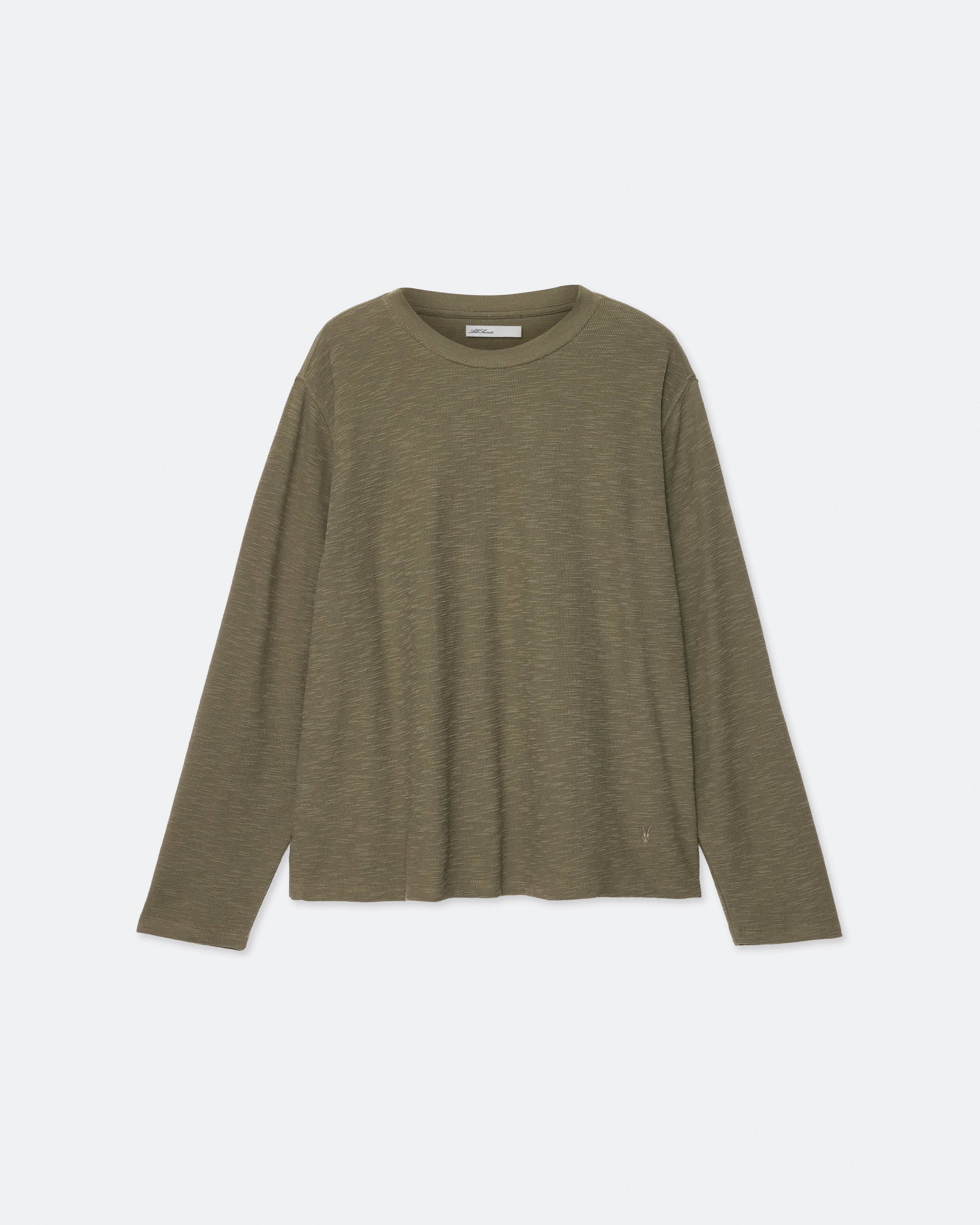 AllSaints Women's Abel Long-Sleeve Oversized T-Shirt, Khaki, Size: L