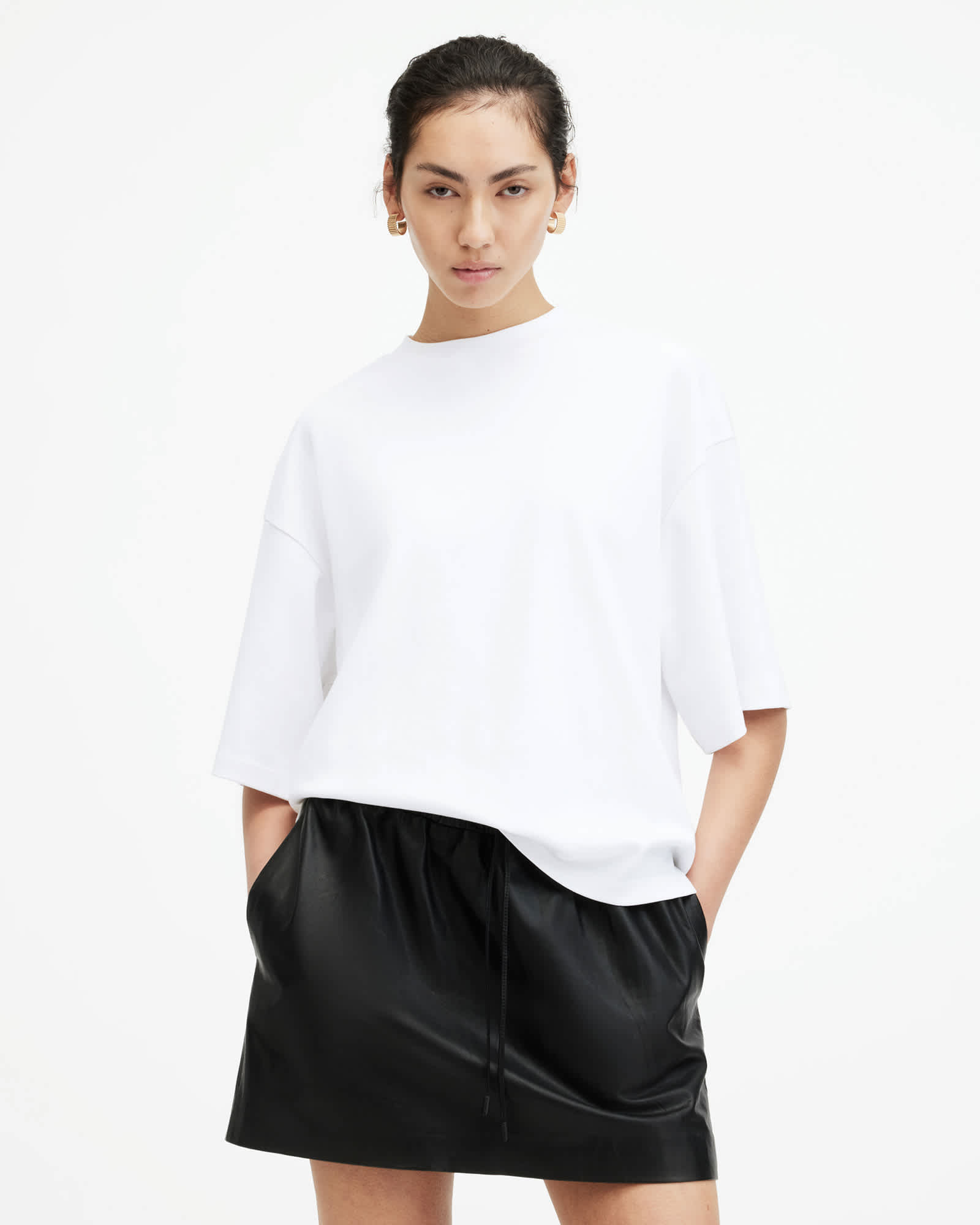 Allsaints Women's White Amelie Oversized Boxy T-Shirt - Size  Xs