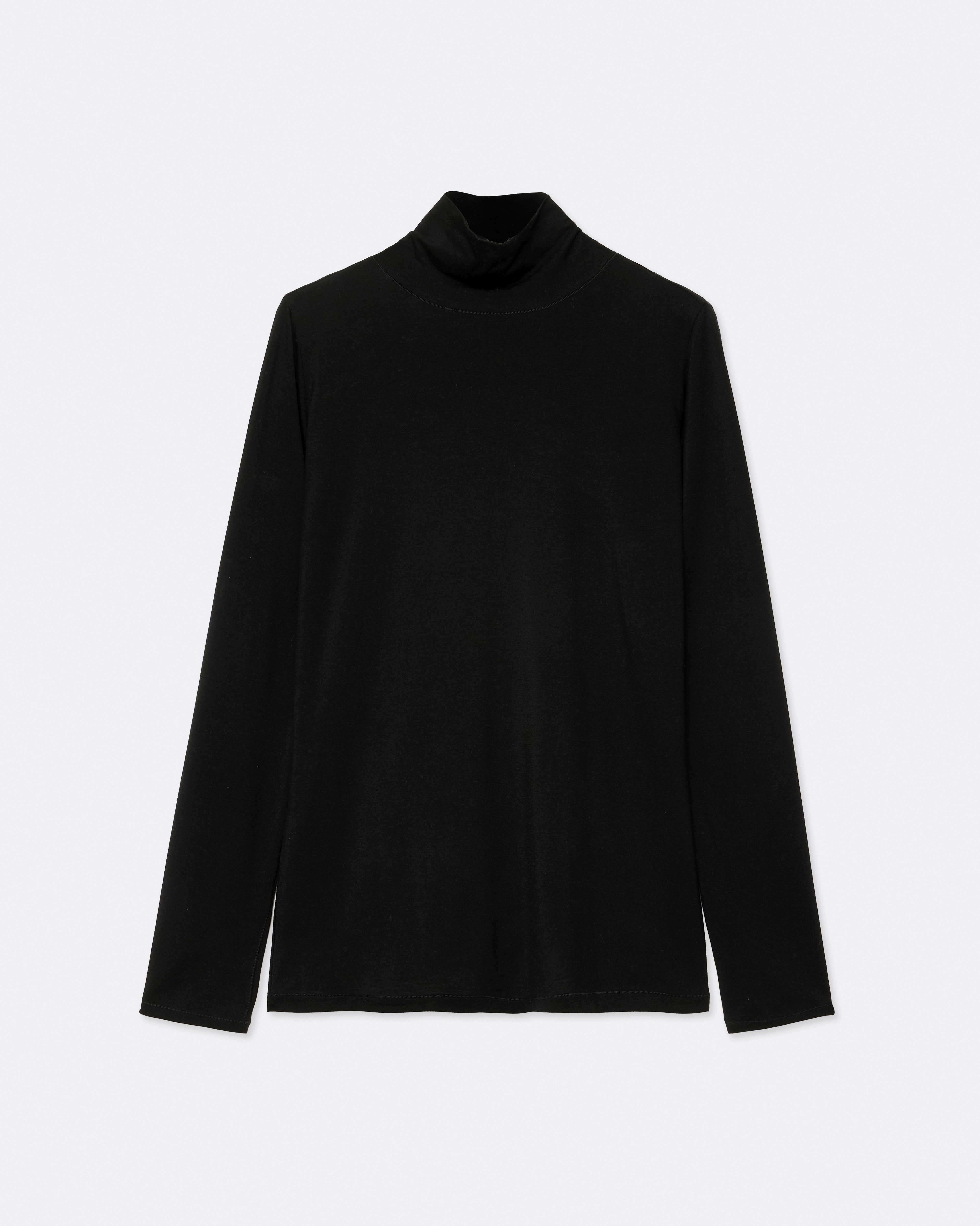 AllSaints Women's Kira Long-Sleeve Roll-Neck T-Shirt, Black, Size: L