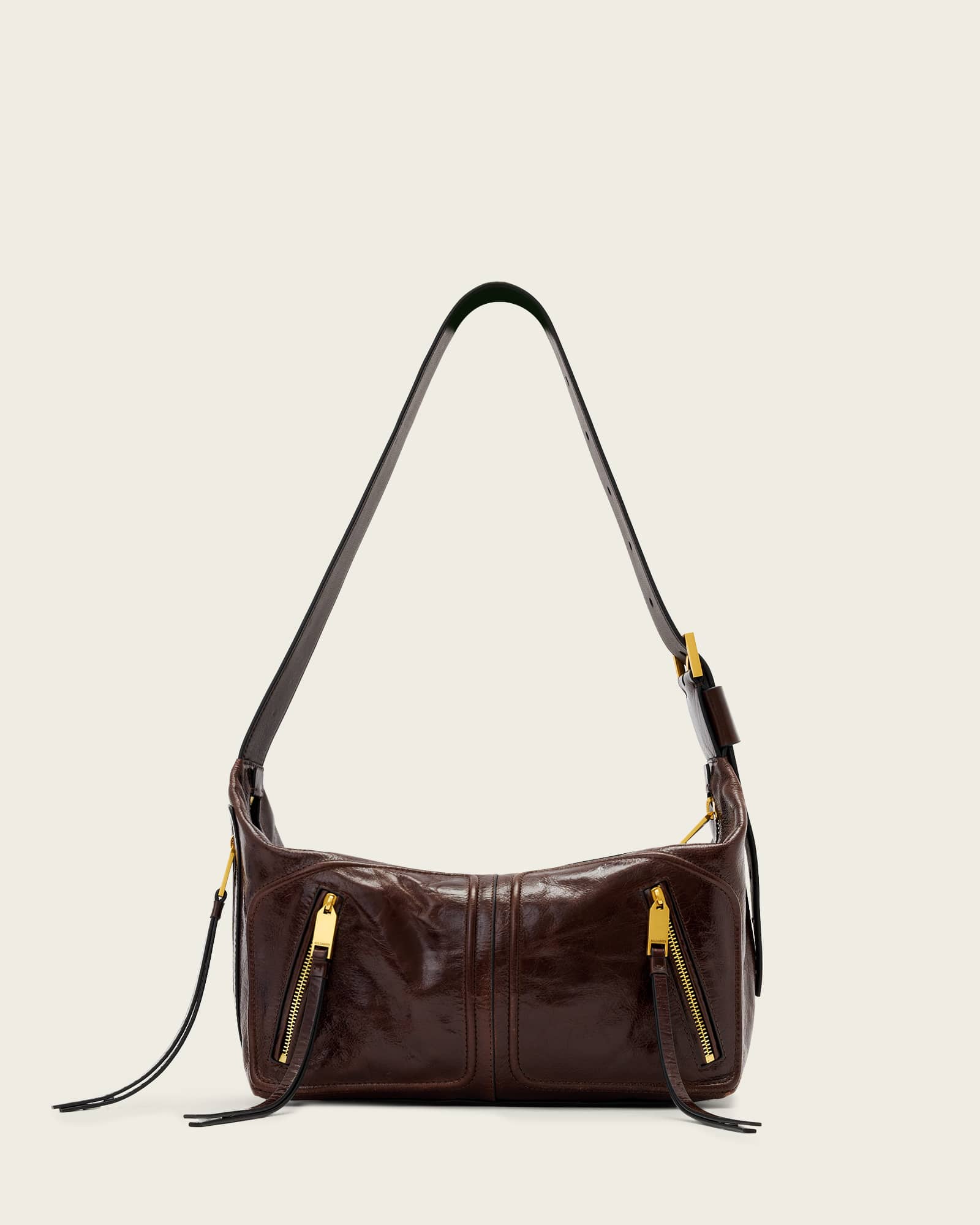 Allsaints Leather Jean Rey Leather Shoulder Bag In Brown