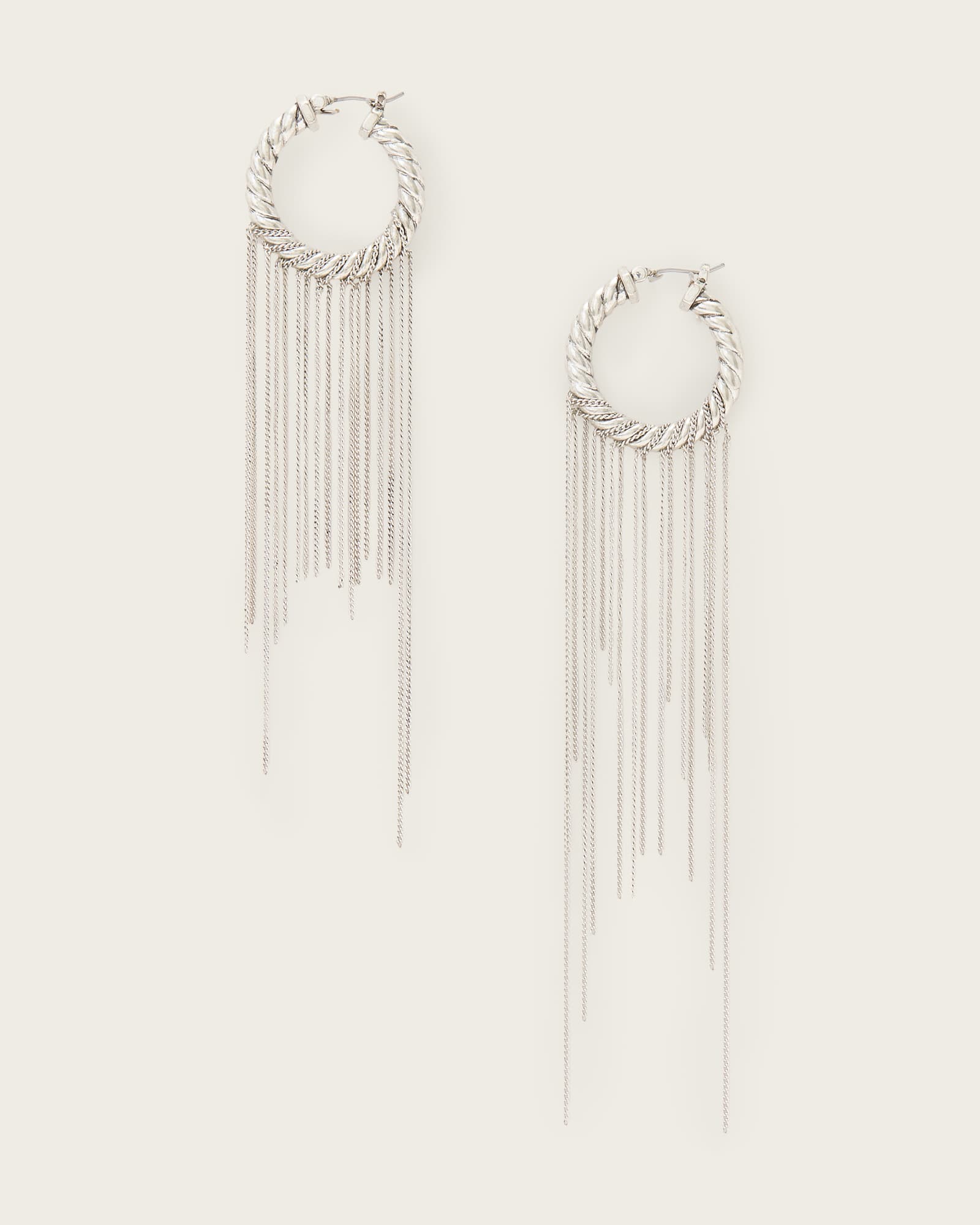 AllSaints Nia Drop Chain Hoop Earrings