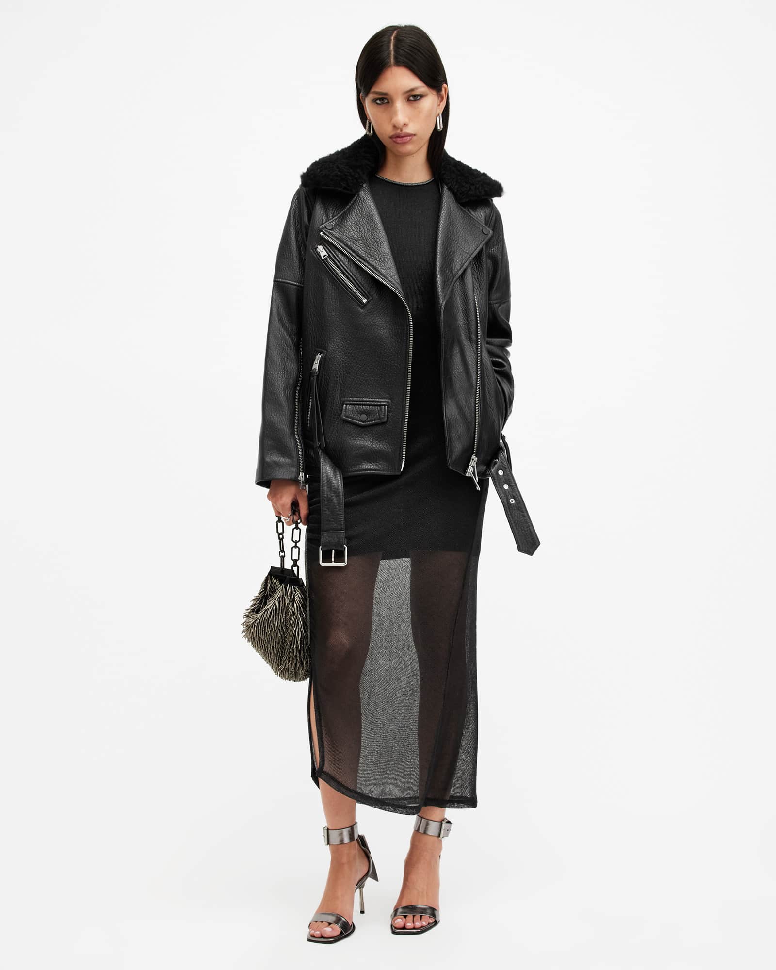 Allsaints Women's Vendra Relaxed Fit Leather Biker Jacket - Size  M
