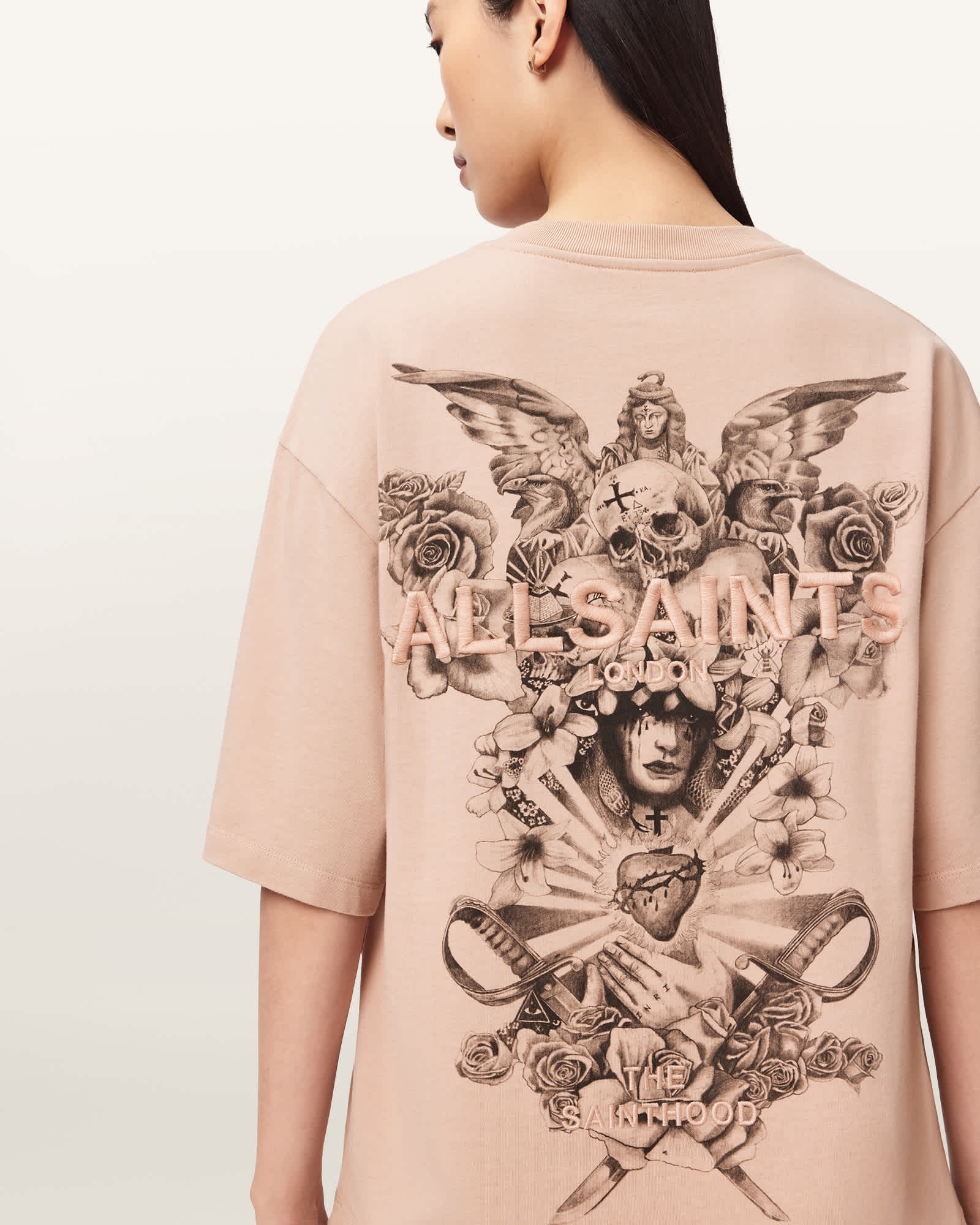 AllSaints Cotton Covenant Amelie Oversized T-shirt, Size: XS