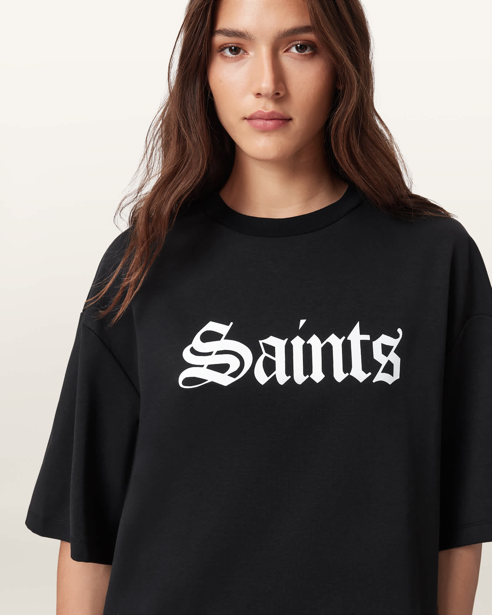 AllSaints Cotton Saint Amelie Oversized T-Shirt, Size: L
