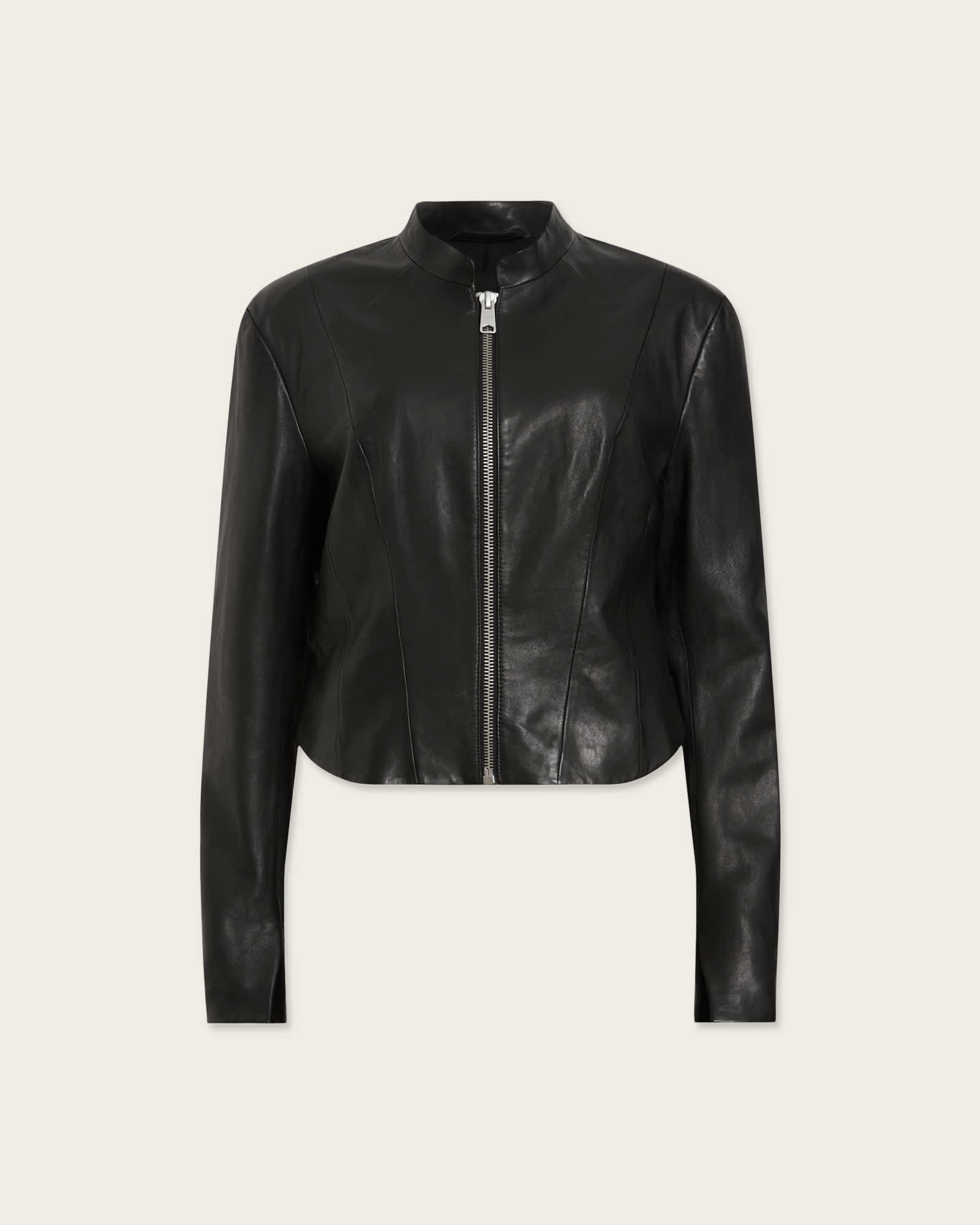 AllSaints Women's Sheep Leather Sadler Slim Fit Leather Jacket, Size: 10