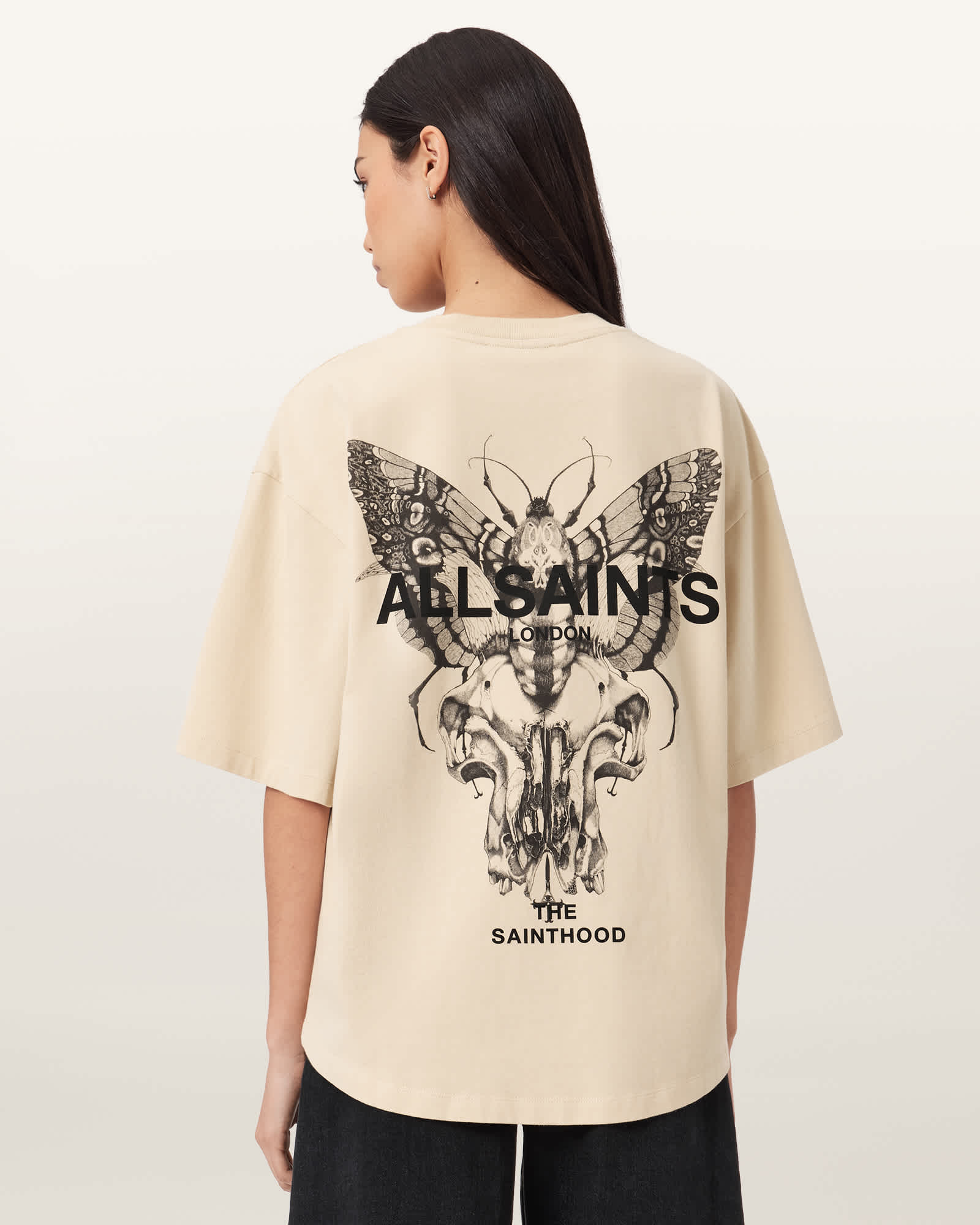AllSaints Cotton Halis Oversized Amelie T-Shirt, Size: L