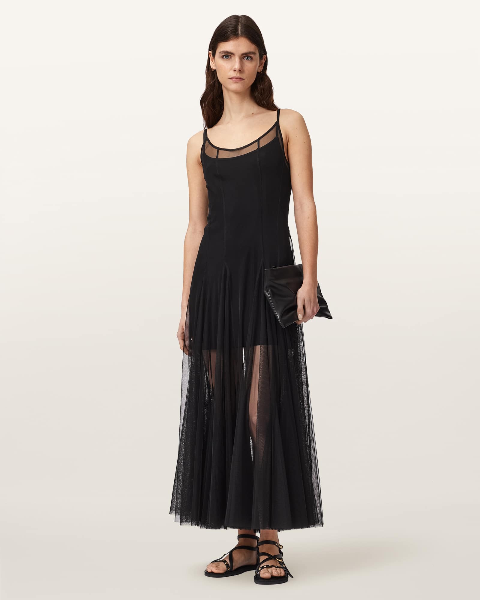 AllSaints Polyester Harmonia Slim Fit 2-in-1 Dress, Size: UK 12/US 8
