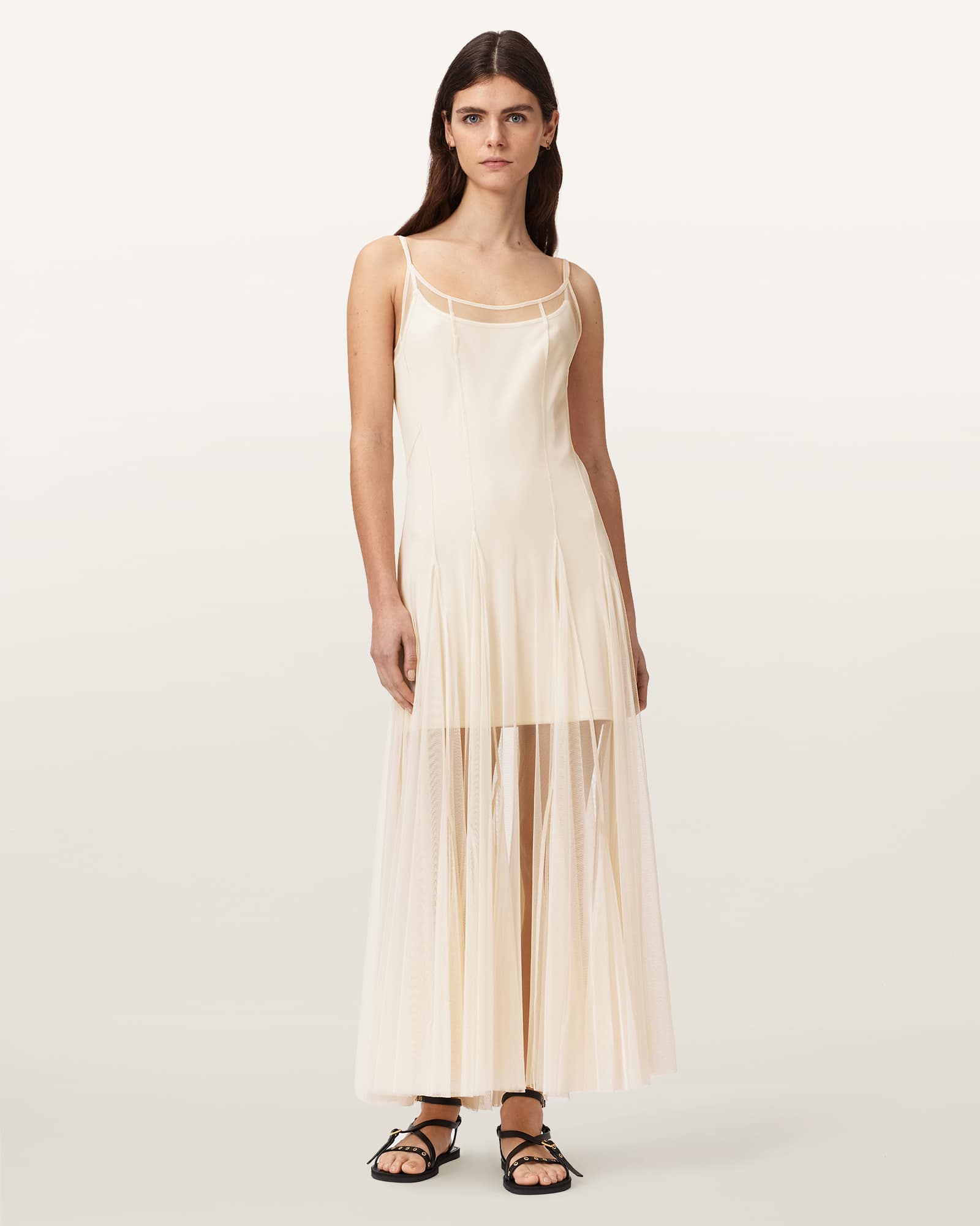 AllSaints Polyester Harmonia Slim Fit 2-in-1 Dress, Size: UK 16/US 12