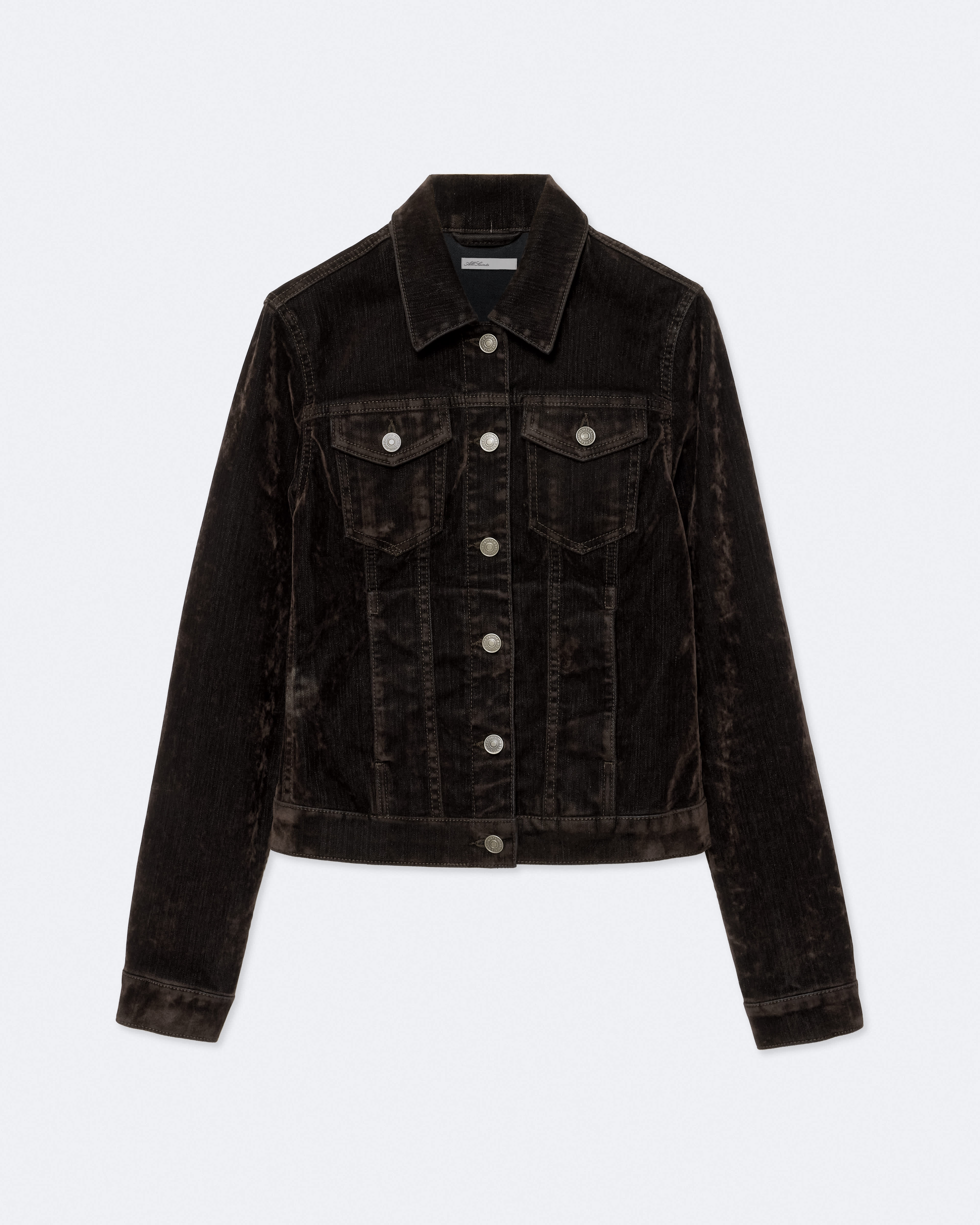 AllSaints Fitted Flocked Denim Trucker Jacket