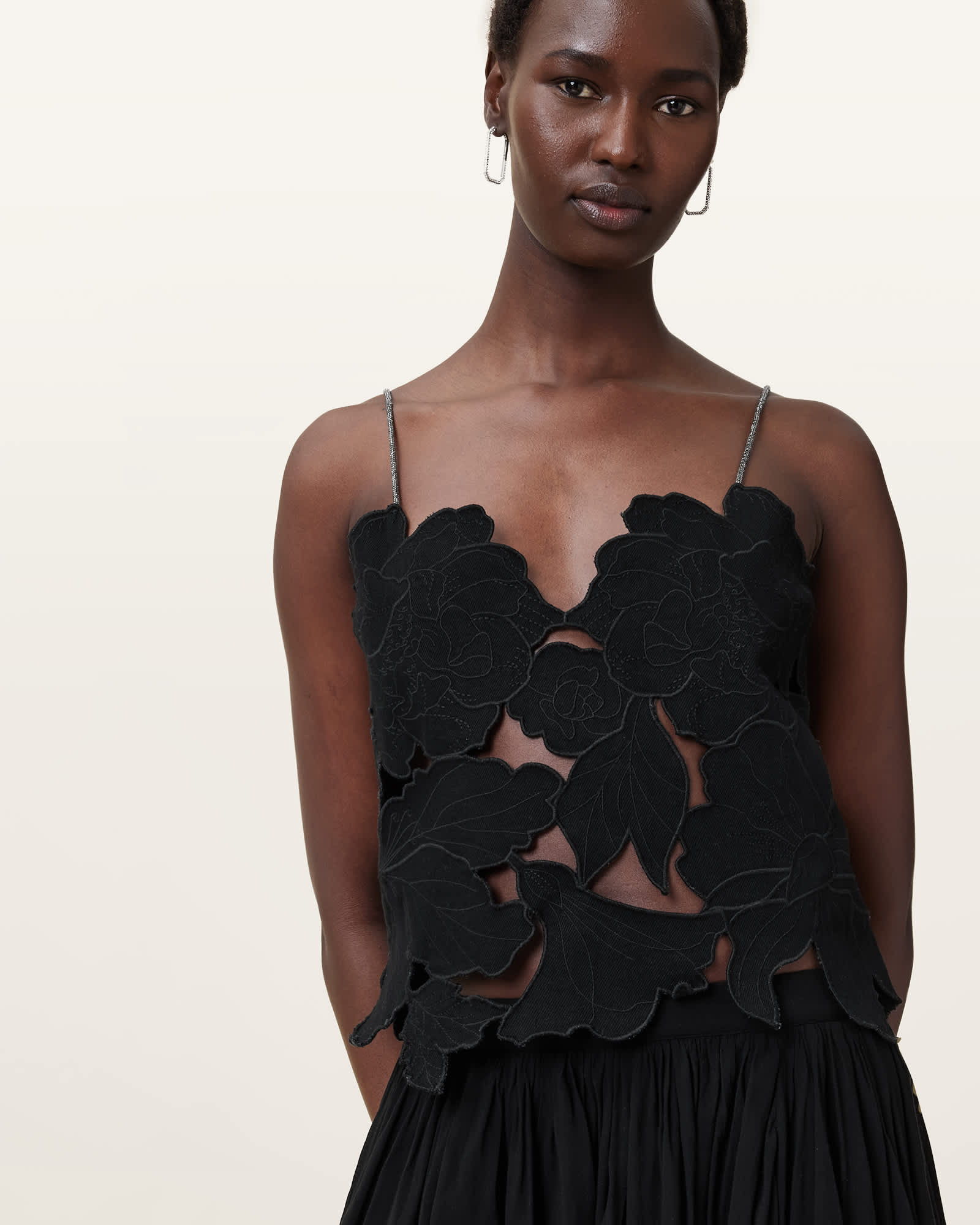 Allsaints Women's Flora V-Neck Embroidered Top - Size  Xs