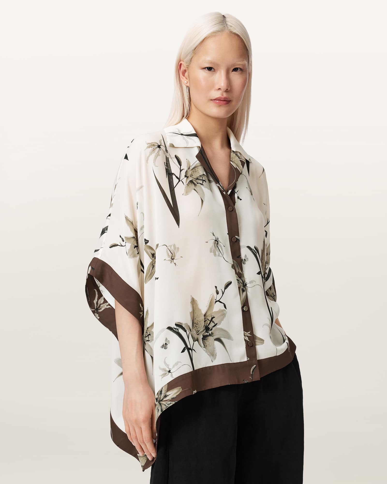 AllSaints Viscose Rei Relaxed Fit Floral Shirt, Size: UK 6/US 2