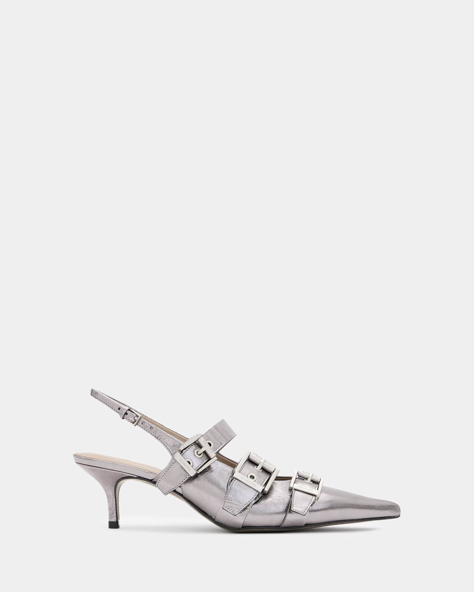 Allsaints Women's Grace Leather Chain Slingback Heels - Size  3