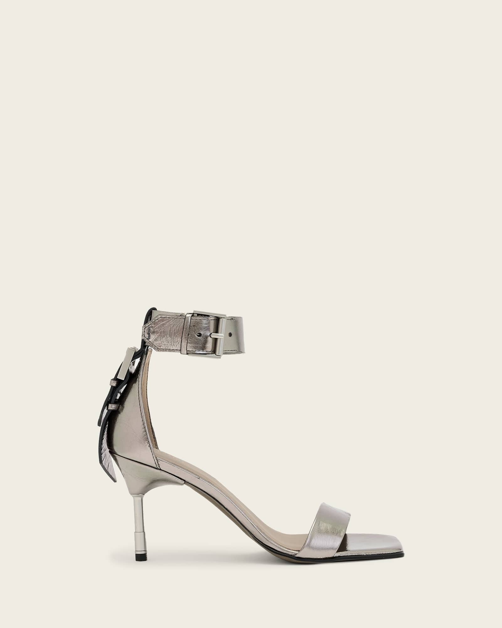 Allsaints Women's Grey Noir Leather Sandals - Size  8