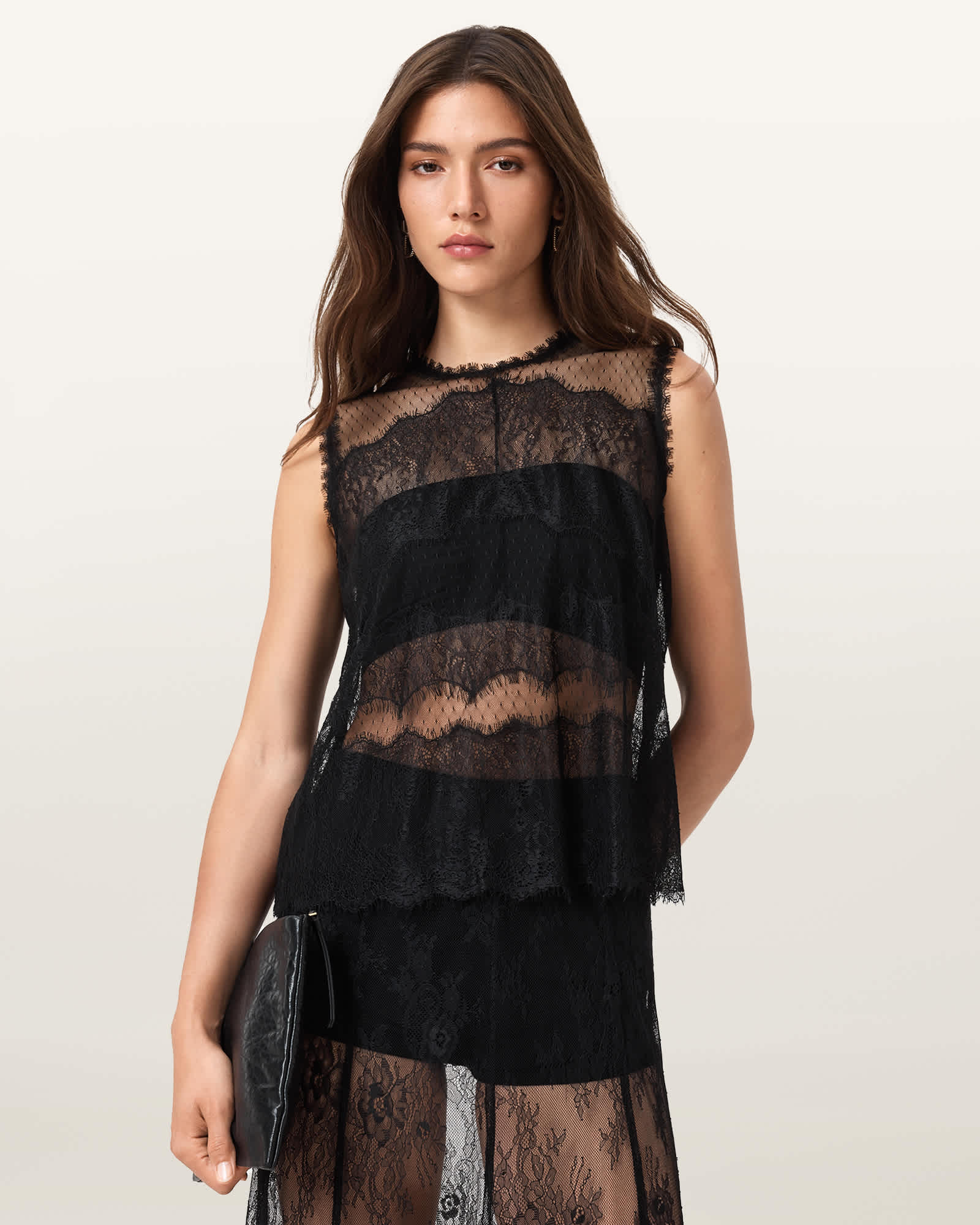 Allsaints Women's Clara Lace Trim Sleeveless Top - Size  8