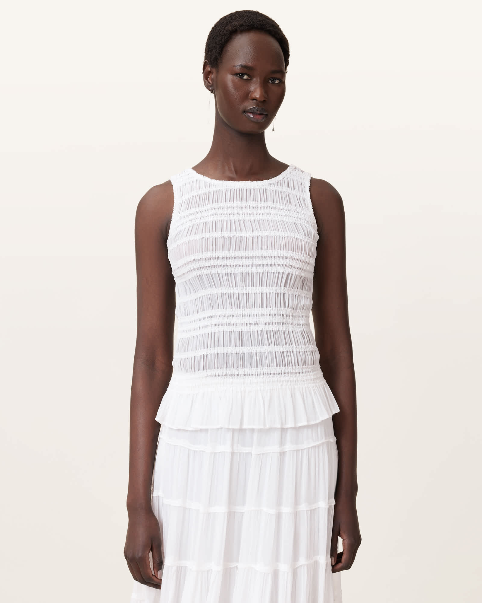 AllSaints Marion Shirred Sleeveless Top