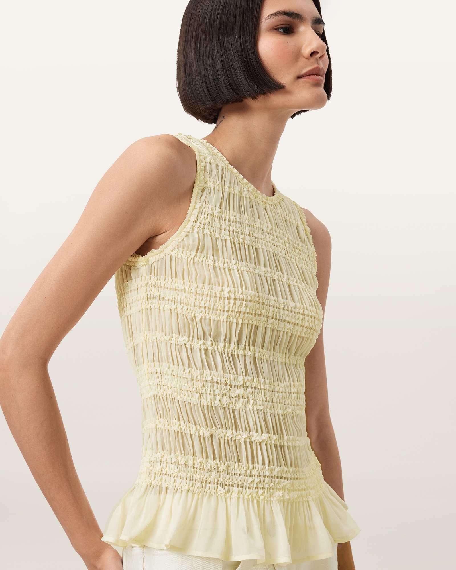 AllSaints Marion Shirred Sleeveless Top