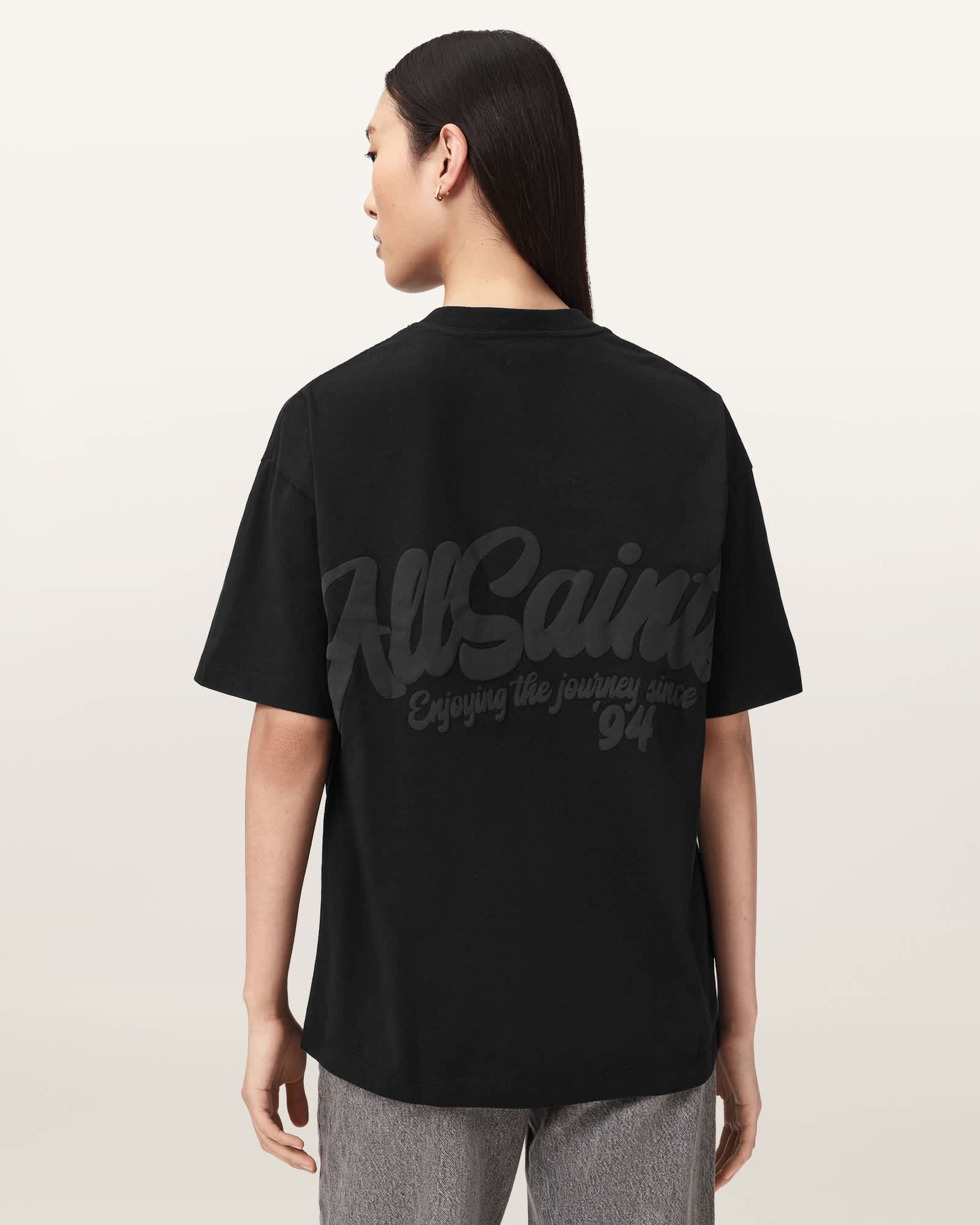 AllSaints Odyssey Etta Oversized T-Shirt,, Black