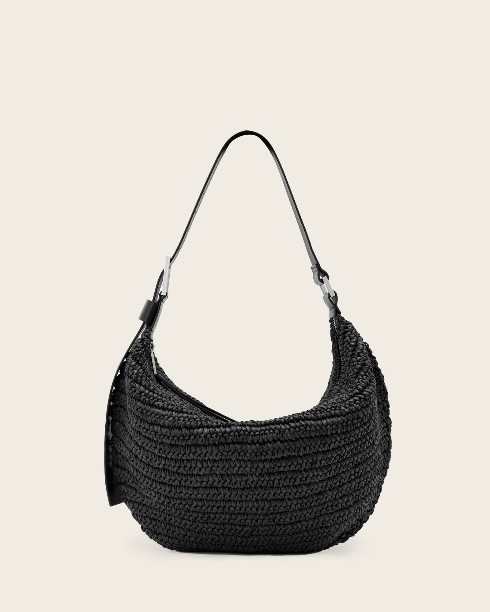 Allsaints Women's Black Luna Woven Shoulder Bag, One Size