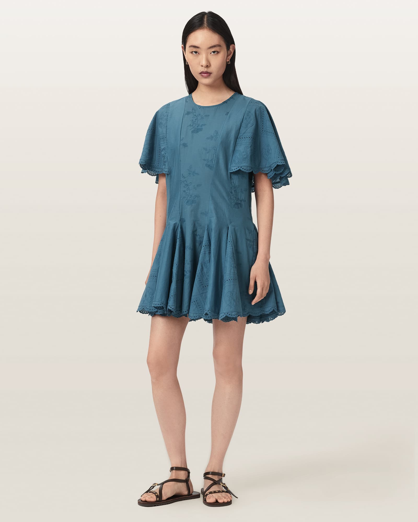 Allsaints Women's Blue Corla Slim Fit Mini Dress - Size  16